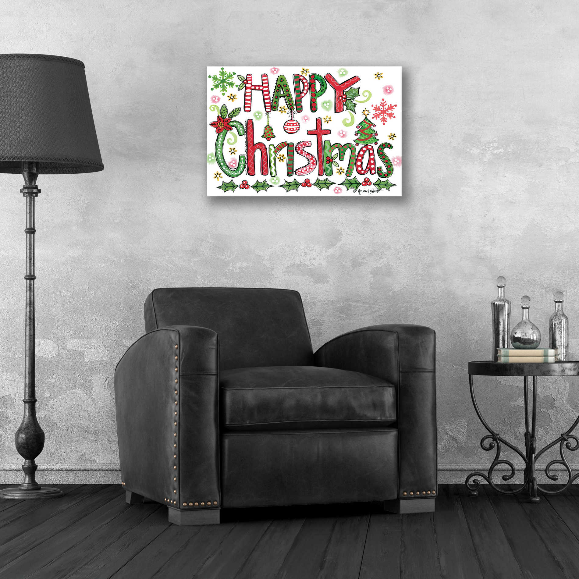 Epic Art 'Happy Christmas' by Annie LaPoint, Acrylic Glass Wall Art,24x16