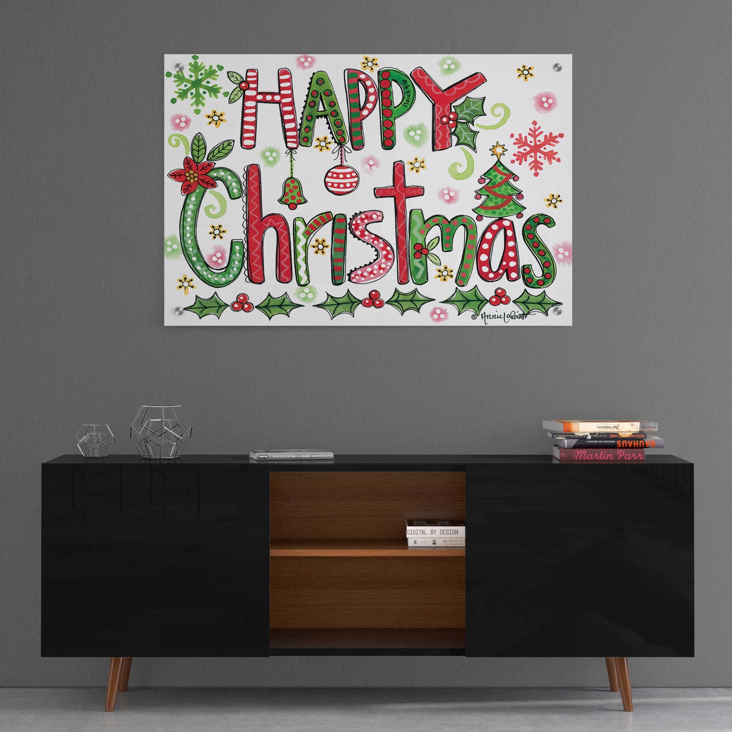 Epic Art 'Happy Christmas' by Annie LaPoint, Acrylic Glass Wall Art,36x24