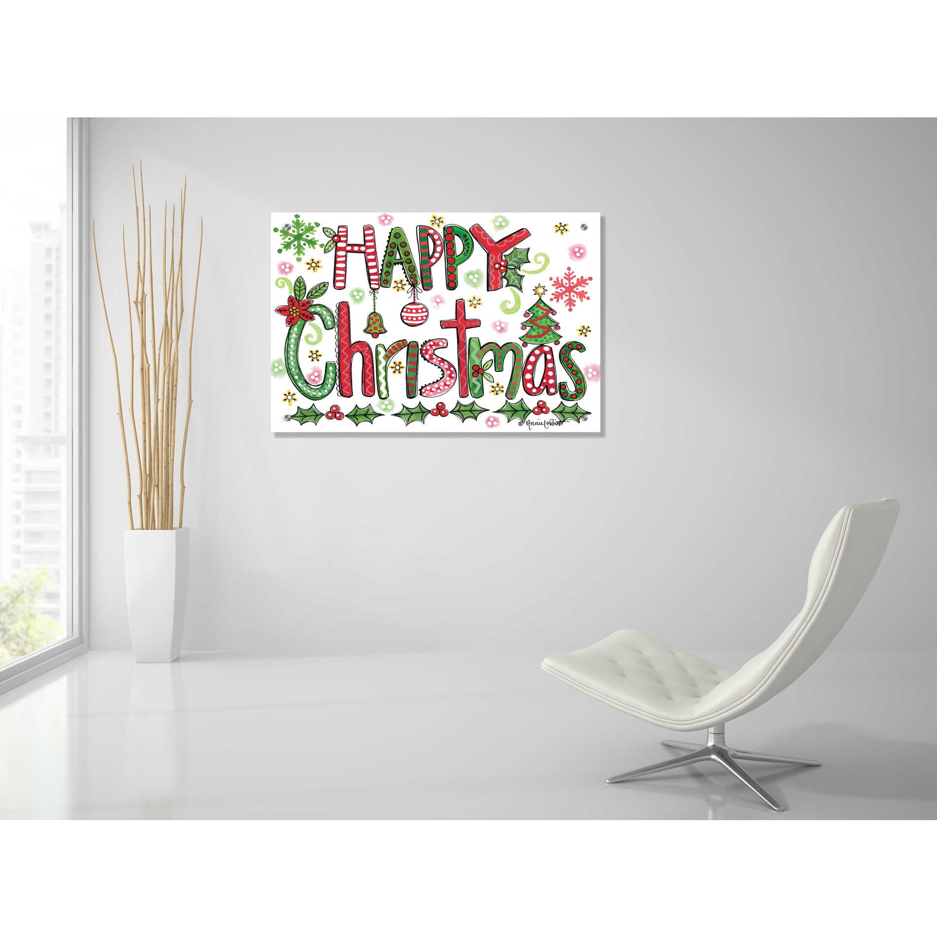 Epic Art 'Happy Christmas' by Annie LaPoint, Acrylic Glass Wall Art,36x24