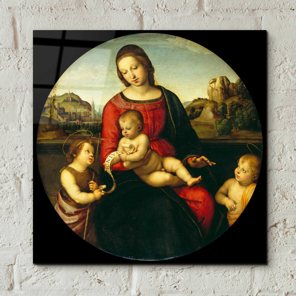 Epic Art 'Madonna with Child, St. John and a Child Saint' by Raphael, Acrylic Glass Wall Art,12x12