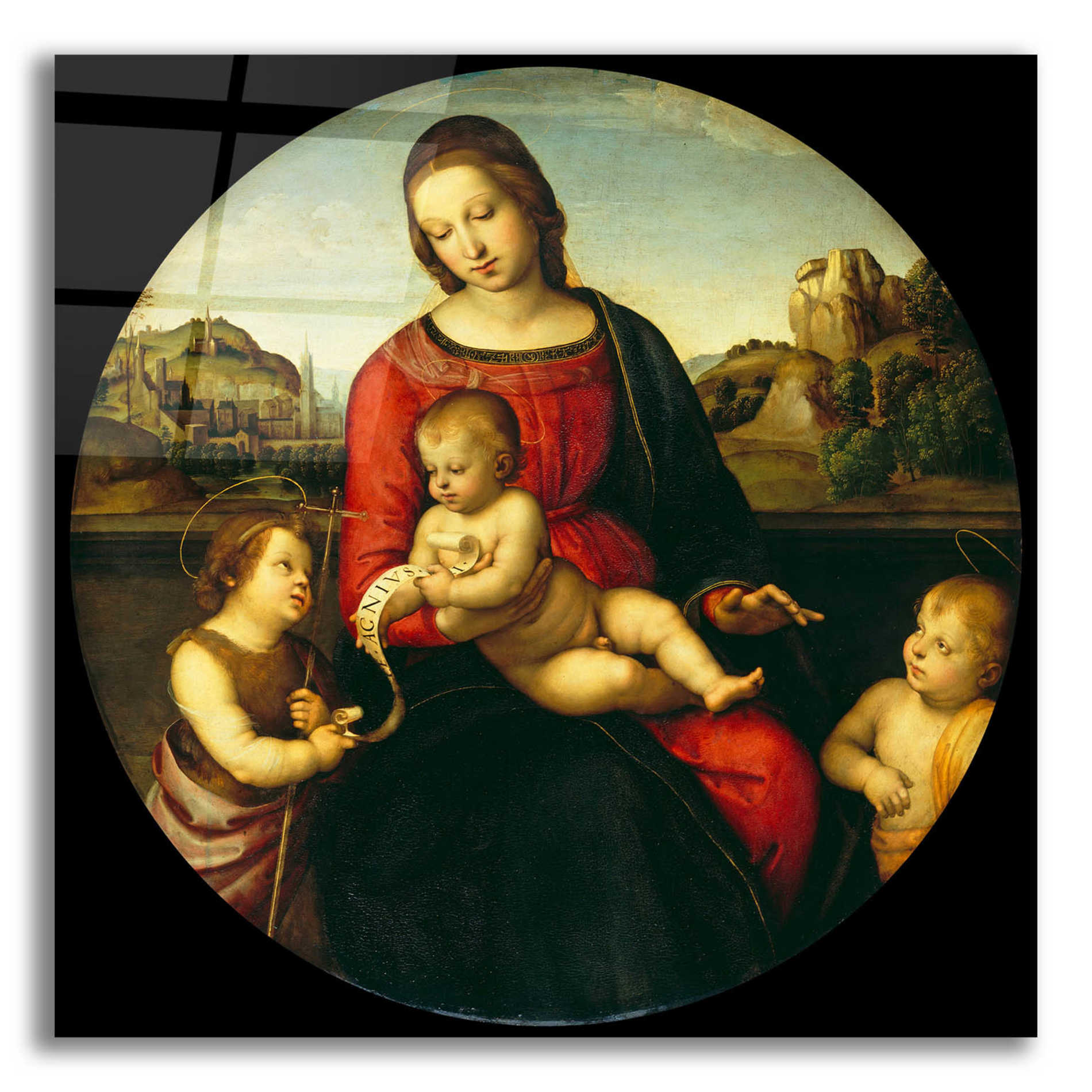 Epic Art 'Madonna with Child, St. John and a Child Saint' by Raphael, Acrylic Glass Wall Art,12x12