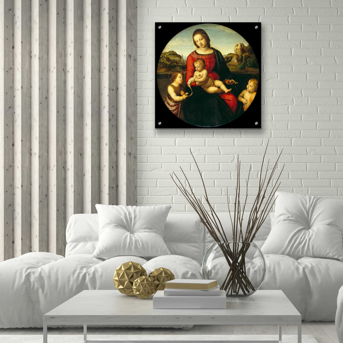 Epic Art 'Madonna with Child, St. John and a Child Saint' by Raphael, Acrylic Glass Wall Art,24x24