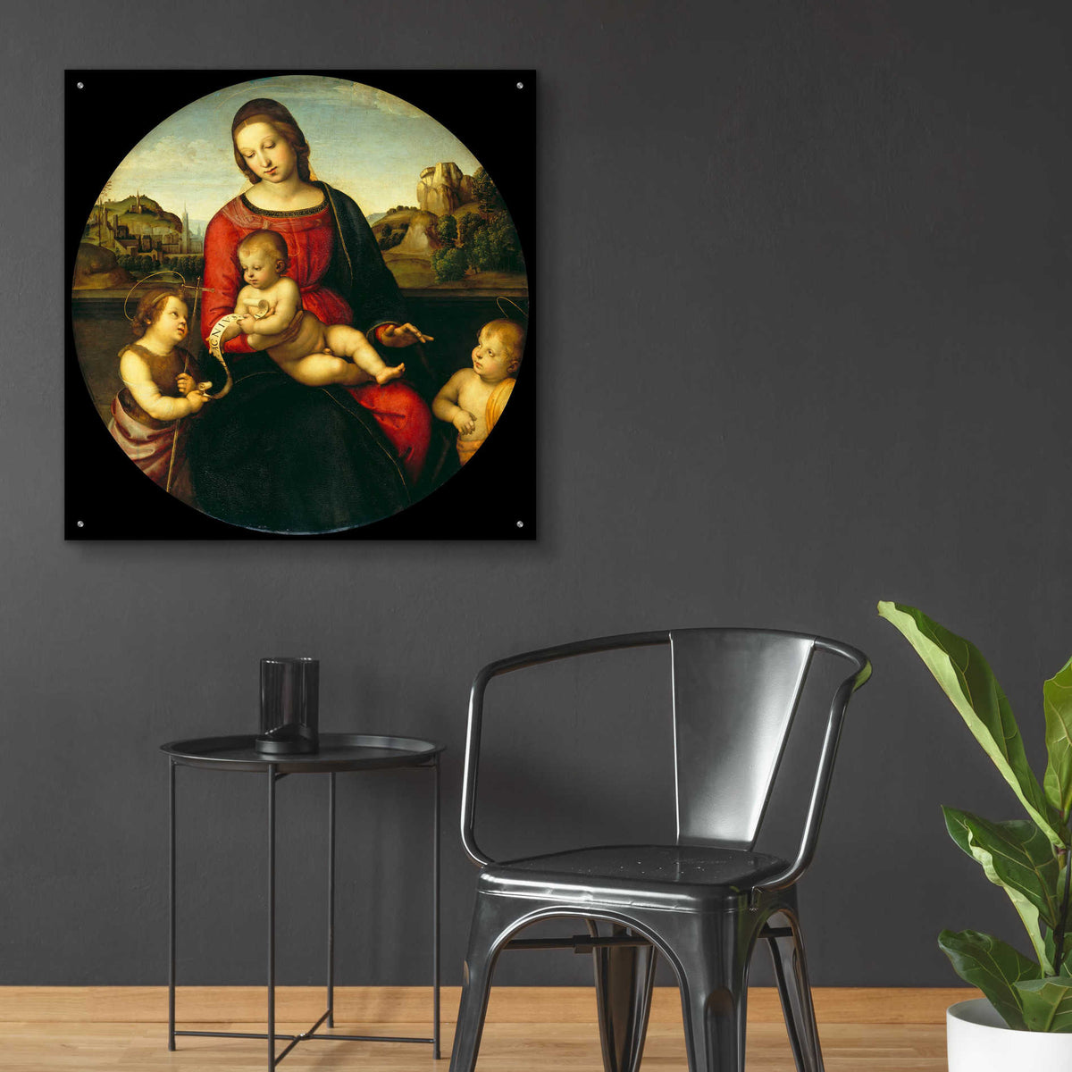 Epic Art 'Madonna with Child, St. John and a Child Saint' by Raphael, Acrylic Glass Wall Art,36x36