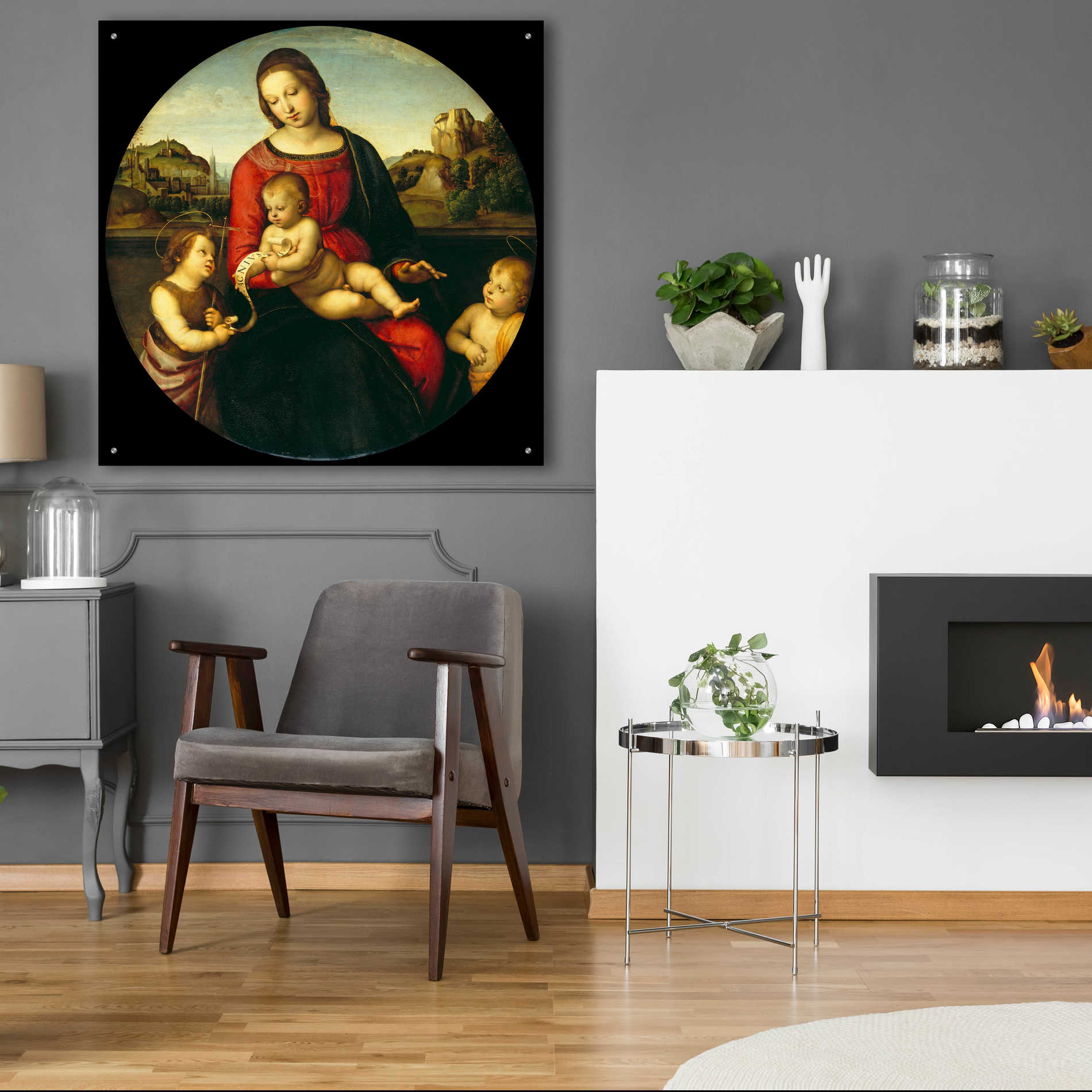 Epic Art 'Madonna with Child, St. John and a Child Saint' by Raphael, Acrylic Glass Wall Art,36x36
