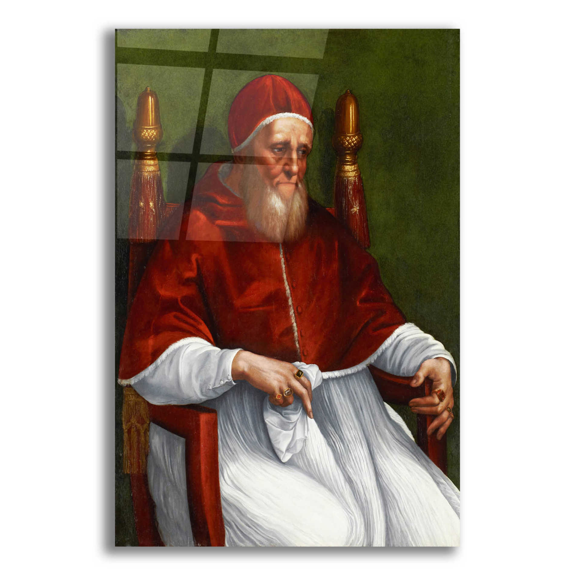 Epic Art 'Portrait of Pope Julius II' by Raphael, Acrylic Glass Wall Art,16x24