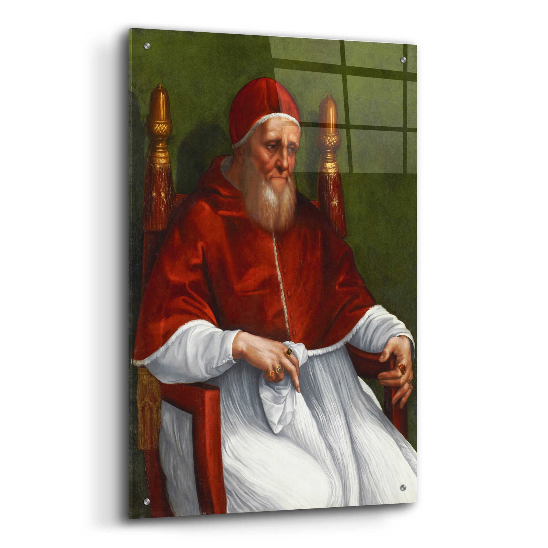 Epic Art 'Portrait of Pope Julius II' by Raphael, Acrylic Glass Wall Art,24x36