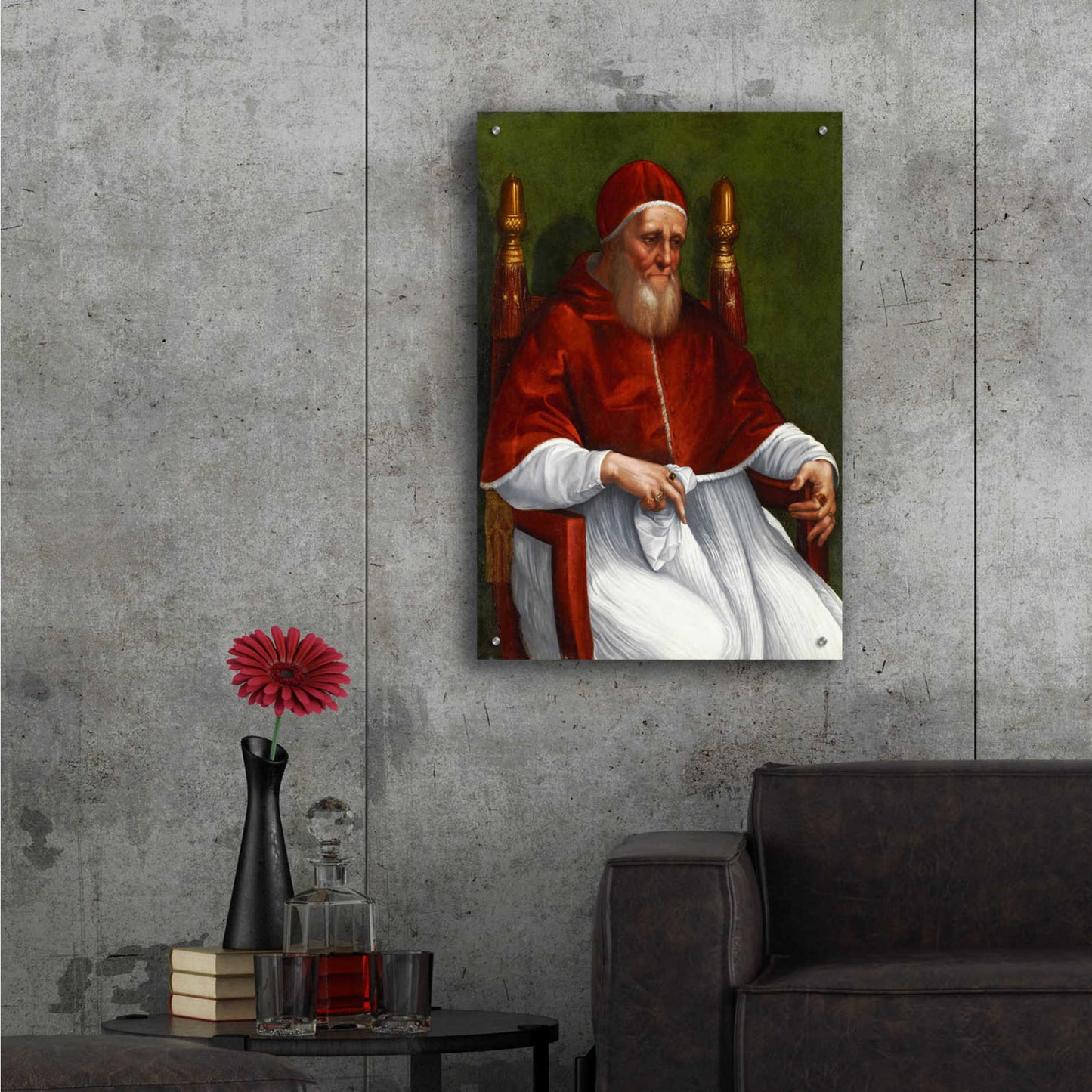 Epic Art 'Portrait of Pope Julius II' by Raphael, Acrylic Glass Wall Art,24x36