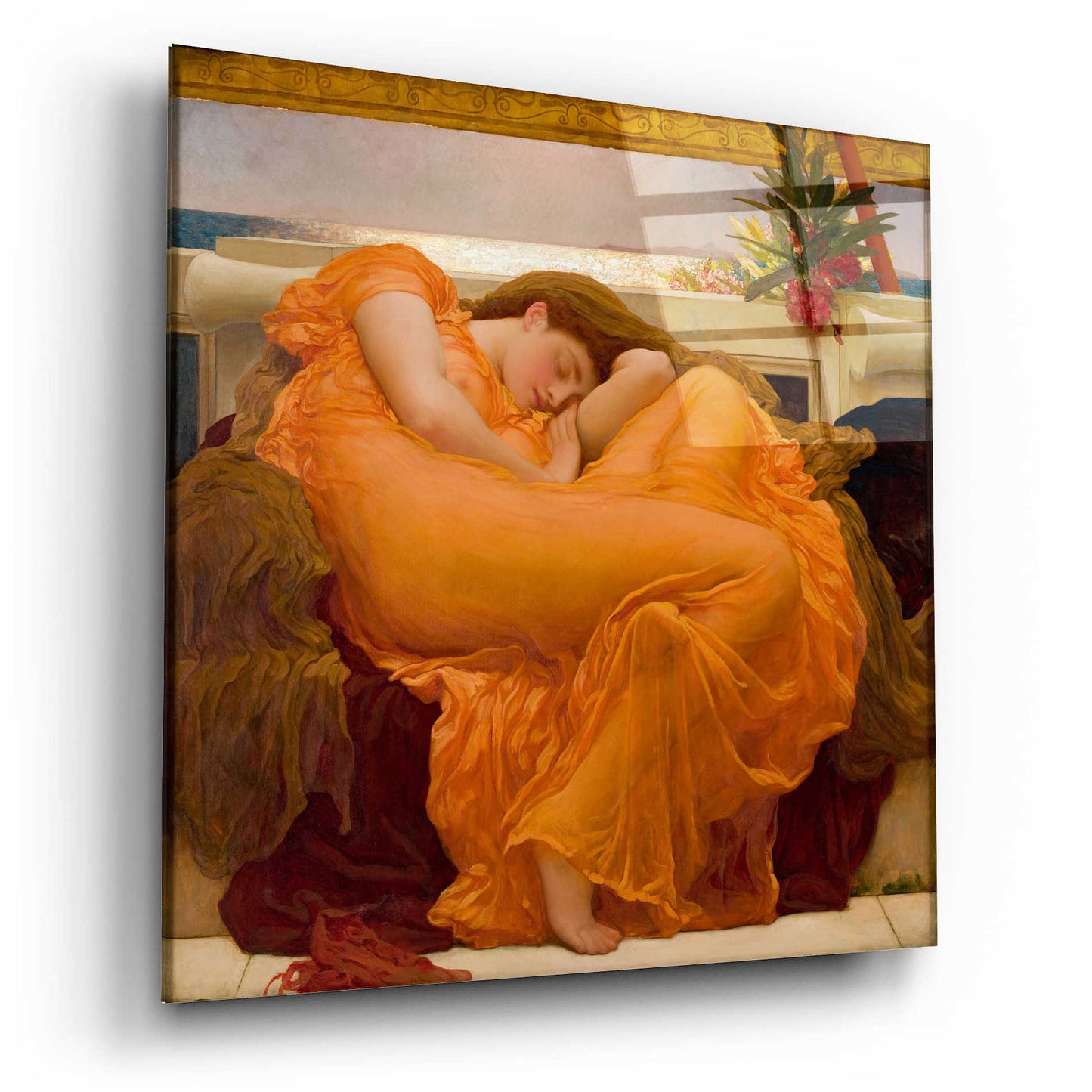 Epic Art 'Flaming June' by Sir Frederick Leighton, Acrylic Glass Wall Art,12x12