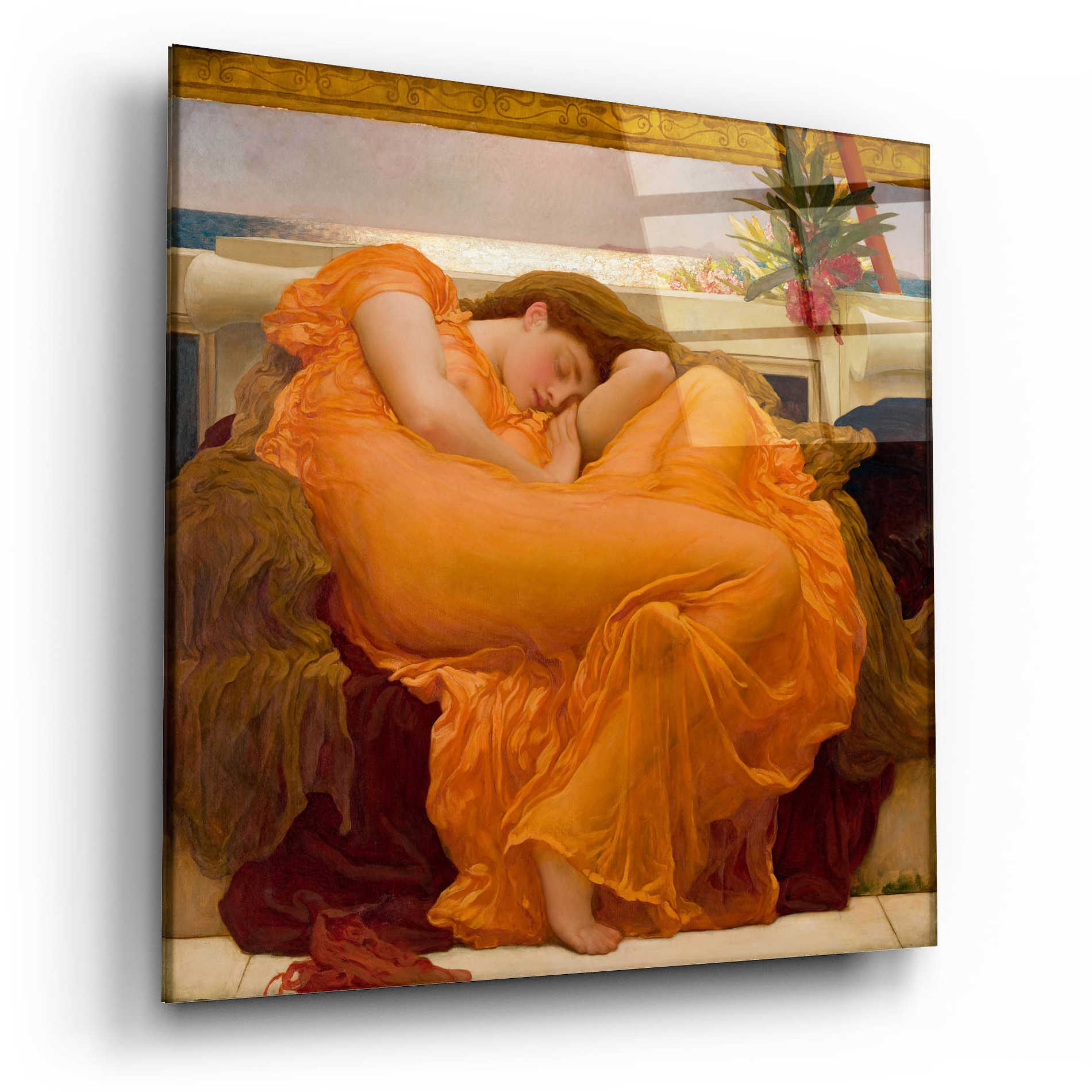 Epic Art 'Flaming June' by Sir Frederick Leighton, Acrylic Glass Wall Art,12x12