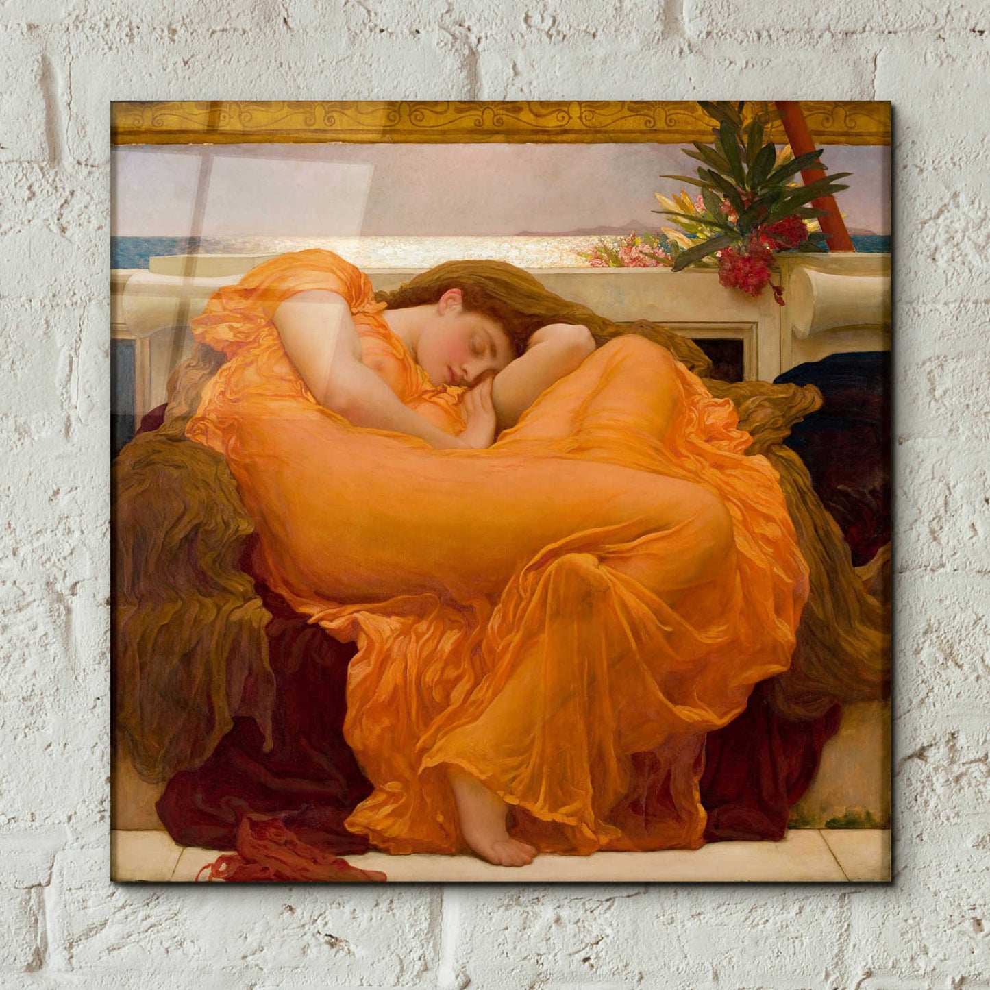 Epic Art 'Flaming June' by Sir Frederick Leighton, Acrylic Glass Wall Art,12x12