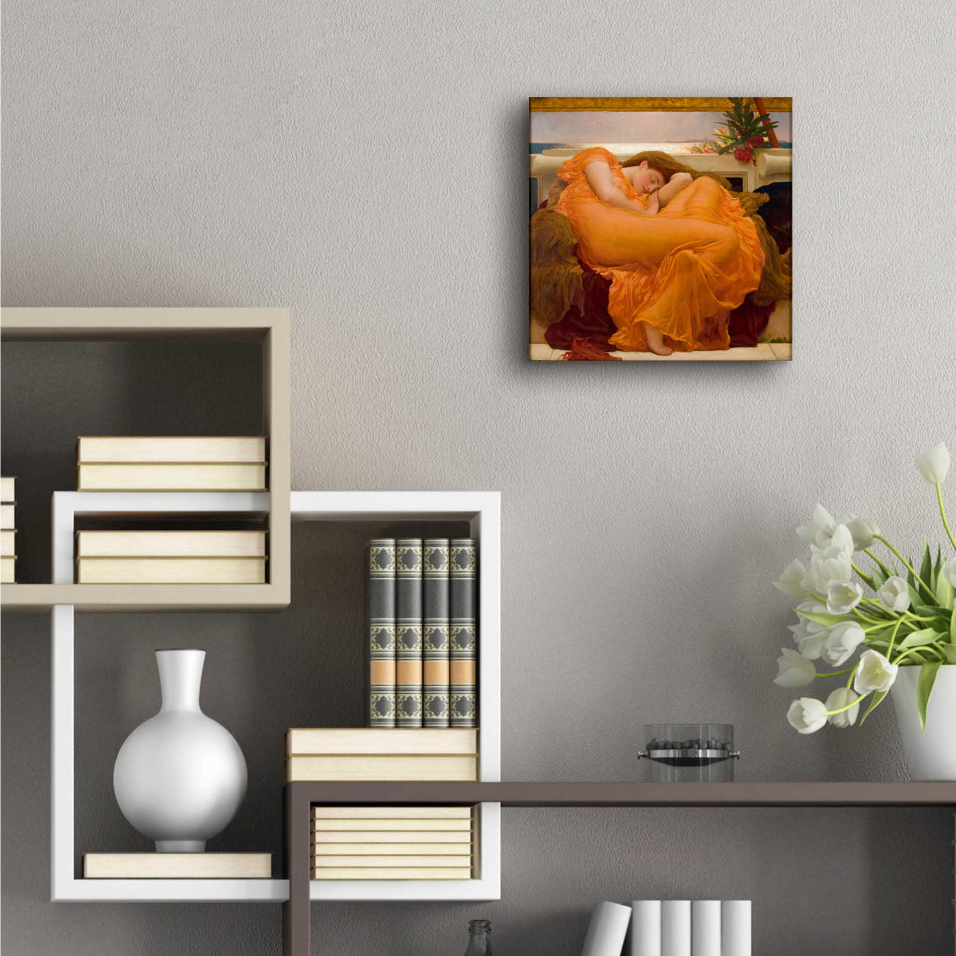 Epic Art 'Flaming June' by Sir Frederick Leighton, Acrylic Glass Wall Art,12x12