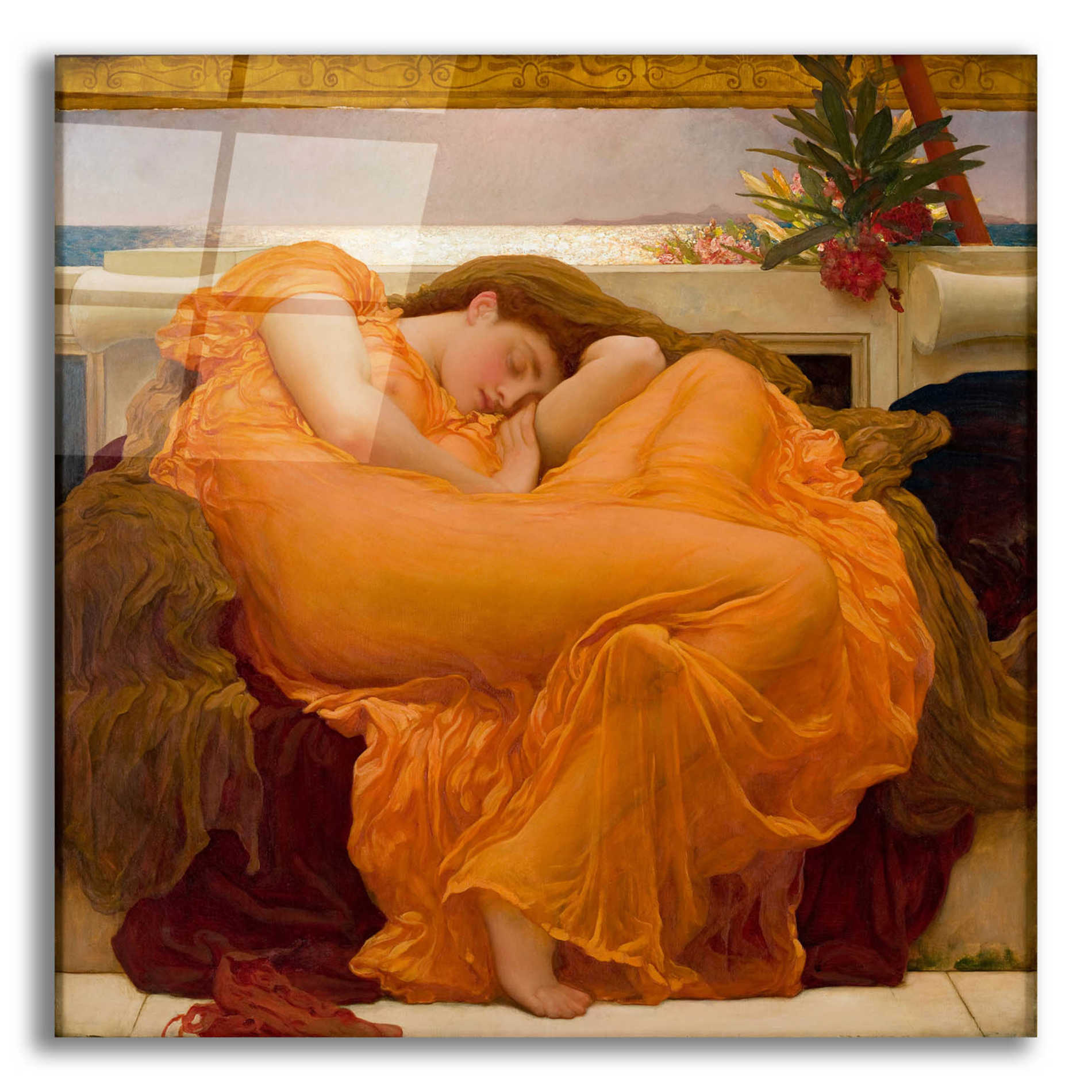 Epic Art 'Flaming June' by Sir Frederick Leighton, Acrylic Glass Wall Art,12x12