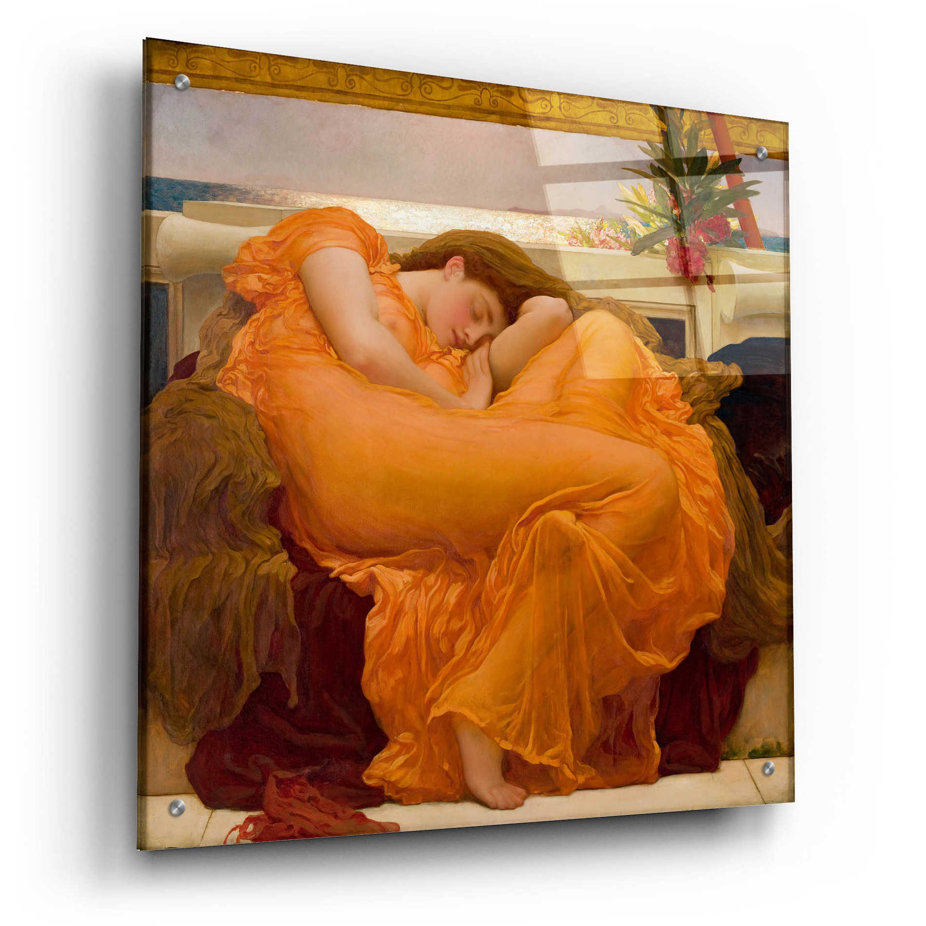 Epic Art 'Flaming June' by Sir Frederick Leighton, Acrylic Glass Wall Art,24x24