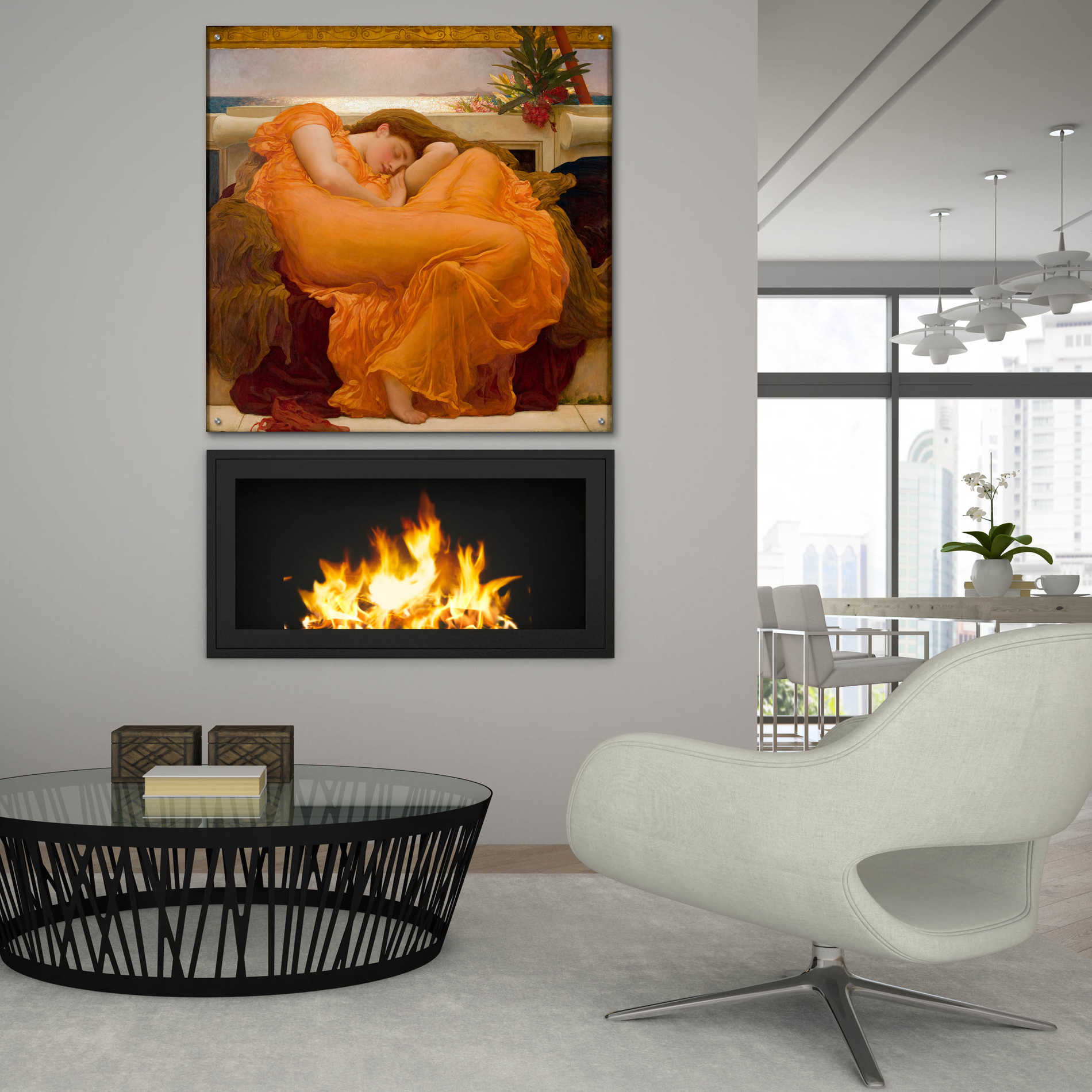 Epic Art 'Flaming June' by Sir Frederick Leighton, Acrylic Glass Wall Art,36x36