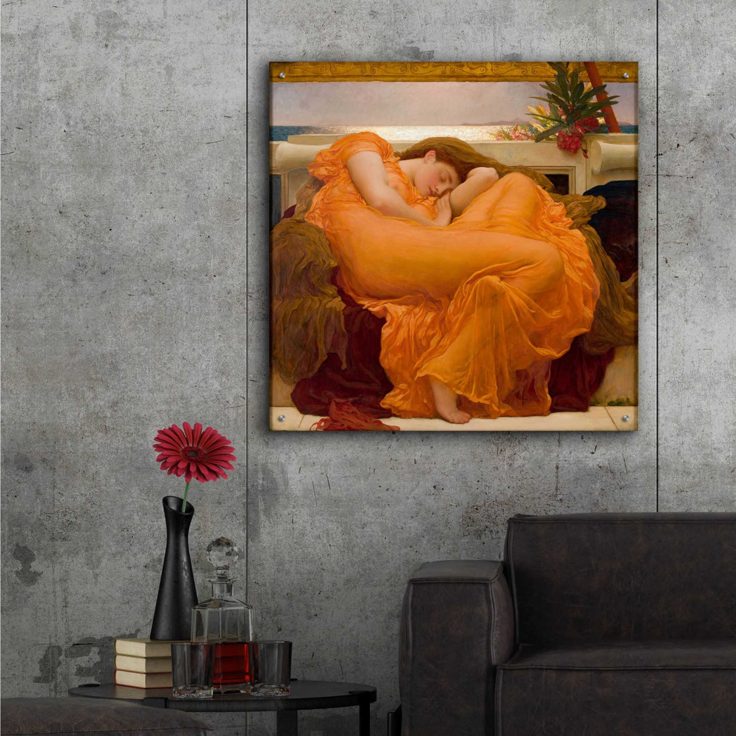 Epic Art 'Flaming June' by Sir Frederick Leighton, Acrylic Glass Wall Art,36x36