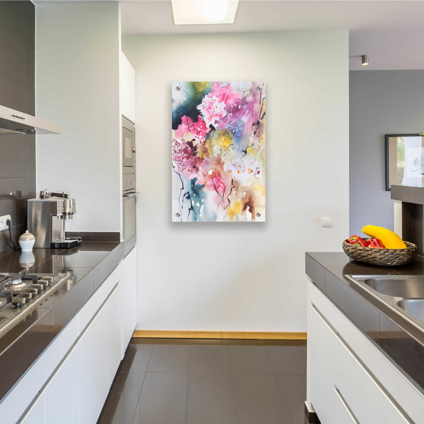 Epic Art 'Blooms Aquas III' by Leticia Herrera, Acrylic Glass Wall Art,24x36
