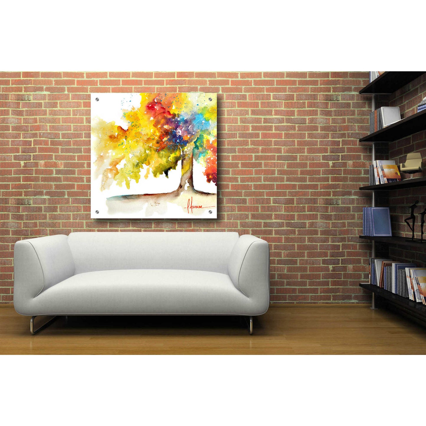 Epic Art 'Rainbow Trees I' by Leticia Herrera, Acrylic Glass Wall Art,36x36