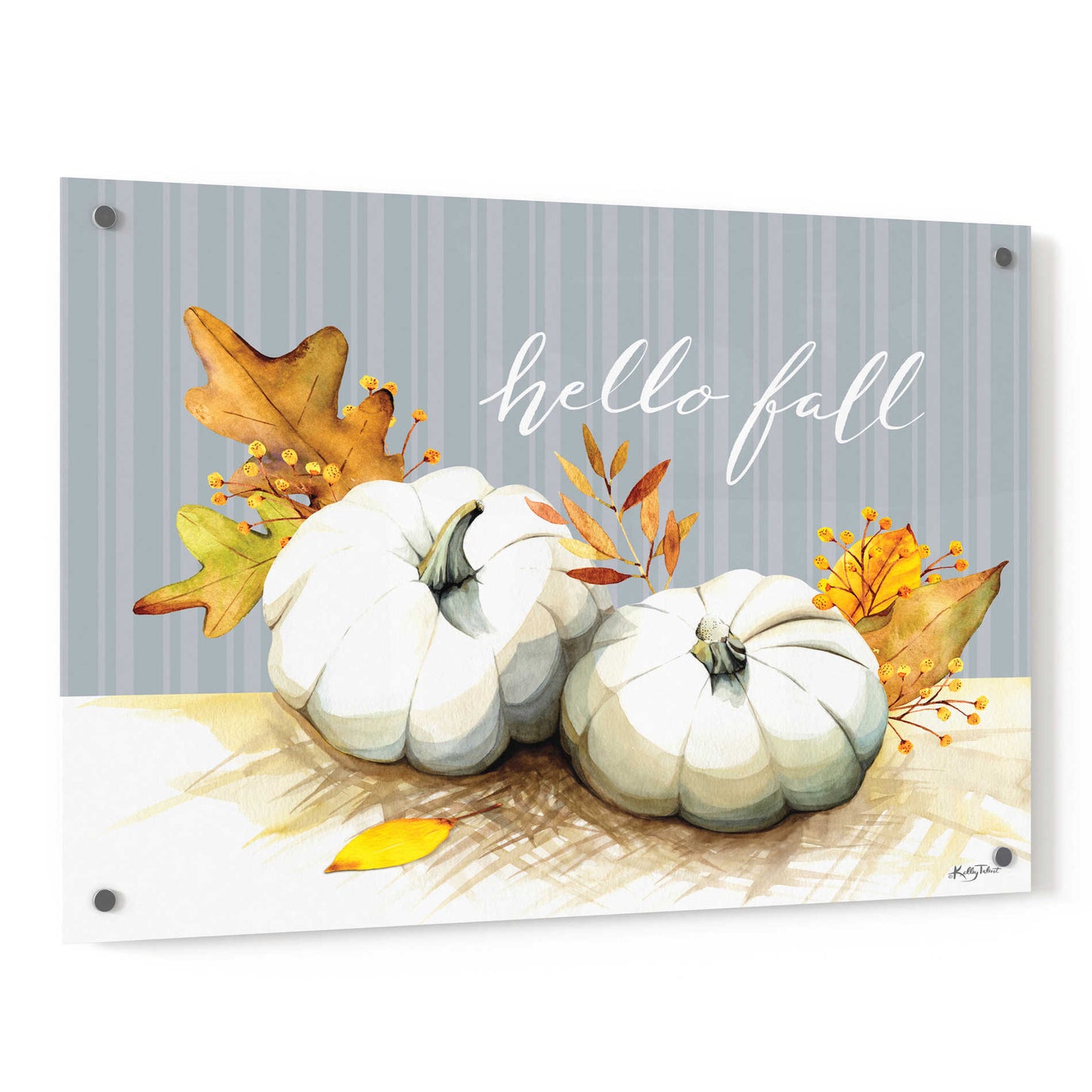 Epic Art 'Hello Fall Pumpkins' by Kelley Talent, Acrylic Glass Wall Art,36x24