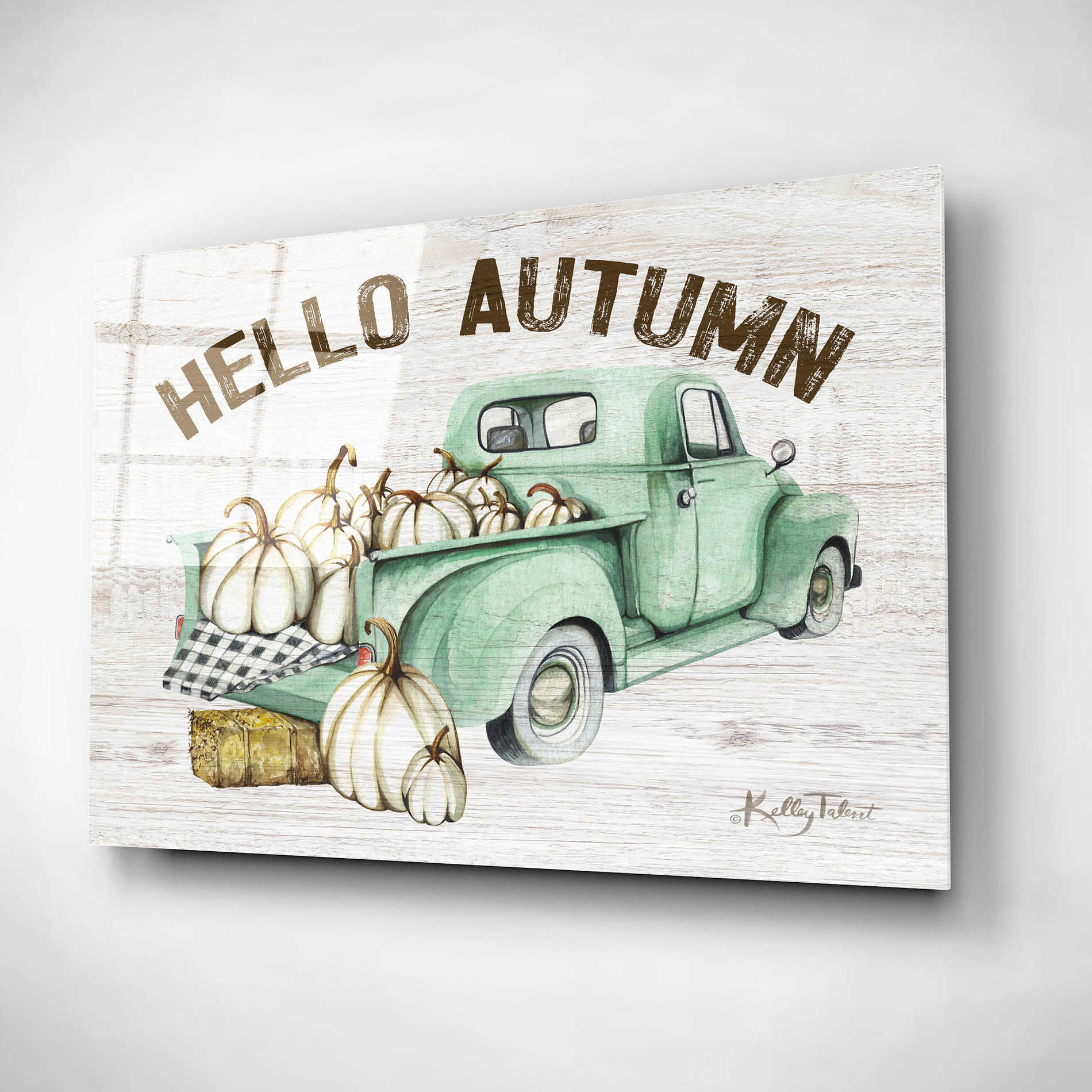 Epic Art 'Hello Autumn Vintage Truck' by Kelley Talent, Acrylic Glass Wall Art,16x12