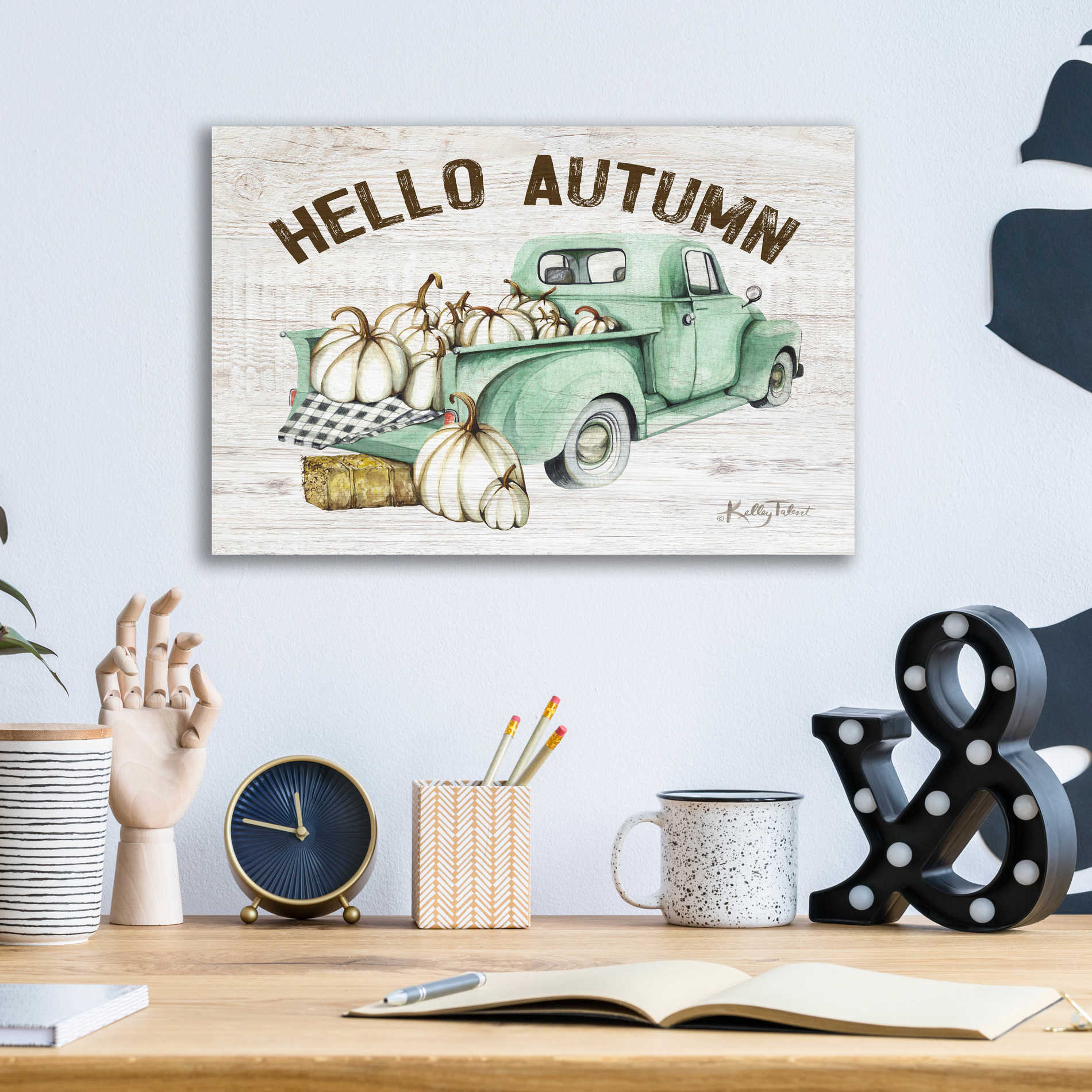 Epic Art 'Hello Autumn Vintage Truck' by Kelley Talent, Acrylic Glass Wall Art,16x12