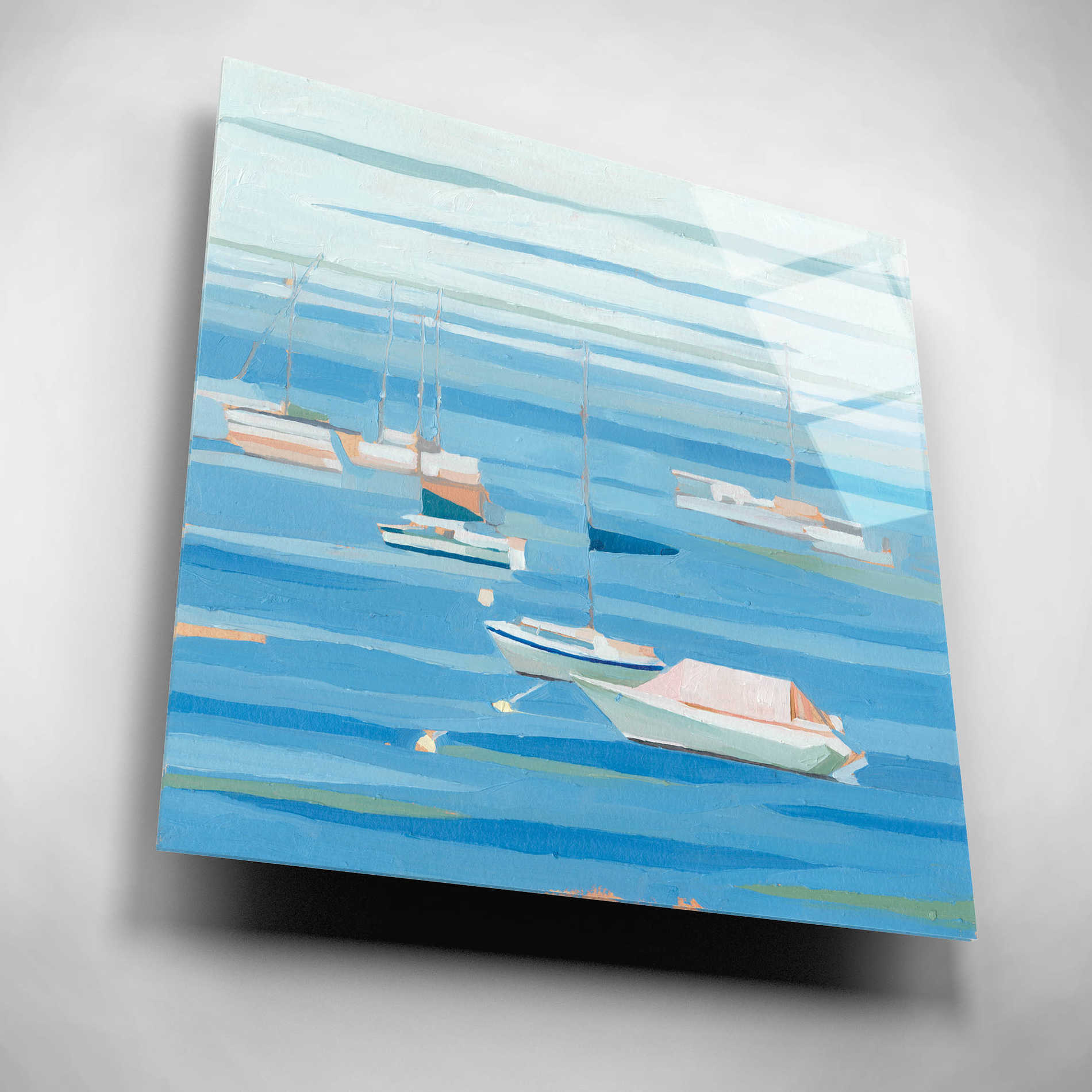 Epic Art 'Summer Regatta I' by Emma Scarvey, Acrylic Glass Wall Art,12x12