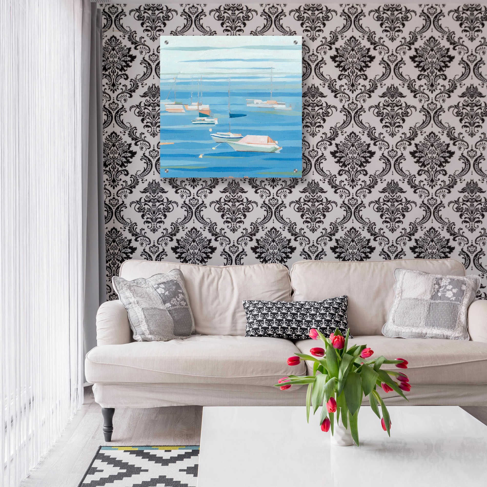 Epic Art 'Summer Regatta I' by Emma Scarvey, Acrylic Glass Wall Art,24x24