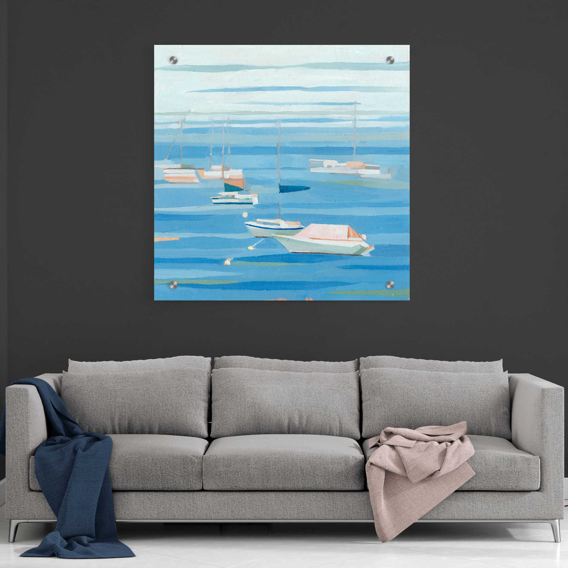 Epic Art 'Summer Regatta I' by Emma Scarvey, Acrylic Glass Wall Art,36x36