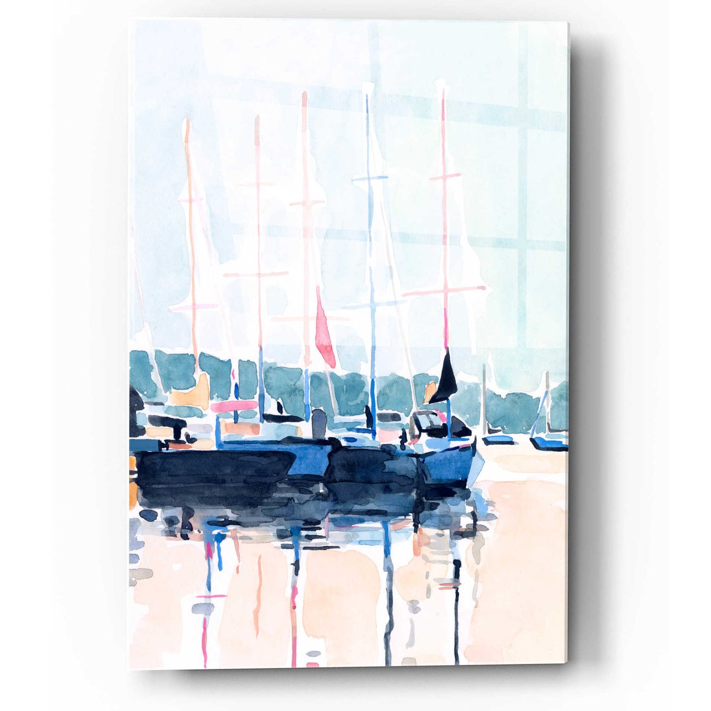 Epic Art 'Watercolor Boat Club I' by Emma Scarvey, Acrylic Glass Wall Art,12x16