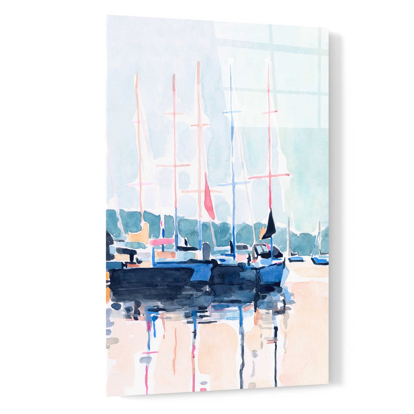 Epic Art 'Watercolor Boat Club I' by Emma Scarvey, Acrylic Glass Wall Art,16x24