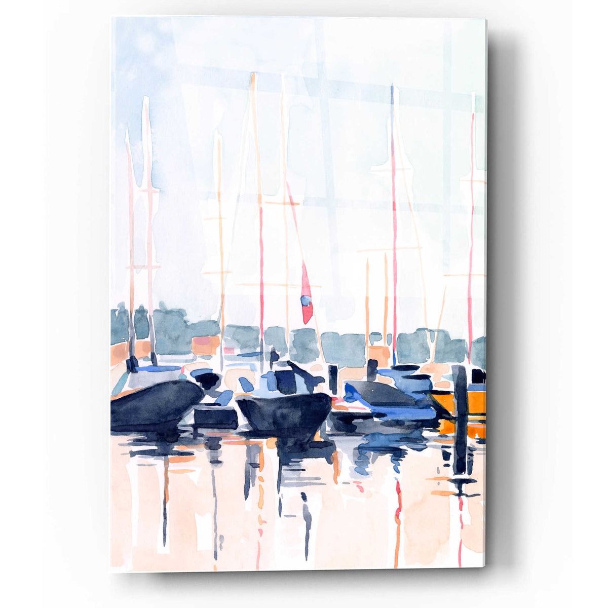 Epic Art 'Watercolor Boat Club II' by Emma Scarvey, Acrylic Glass Wall Art