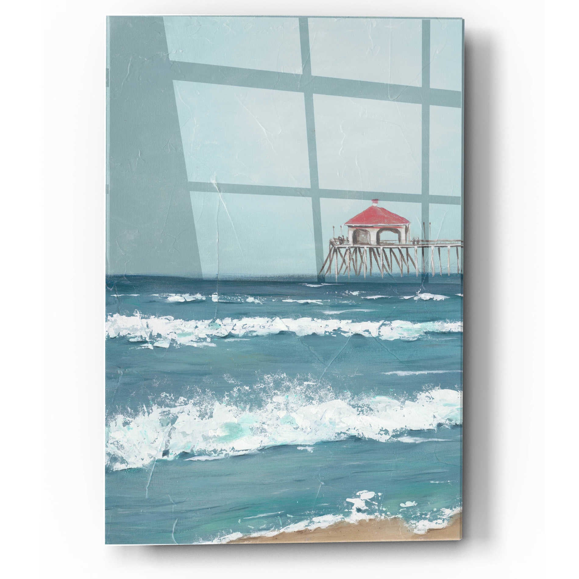 Epic Art 'Fishing Pier Diptych I' by Jade Reynolds, Acrylic Glass Wall Art,12x16