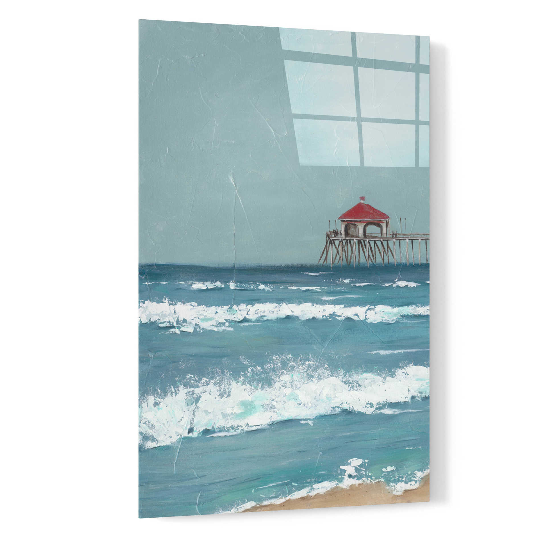 Epic Art 'Fishing Pier Diptych I' by Jade Reynolds, Acrylic Glass Wall Art,16x24