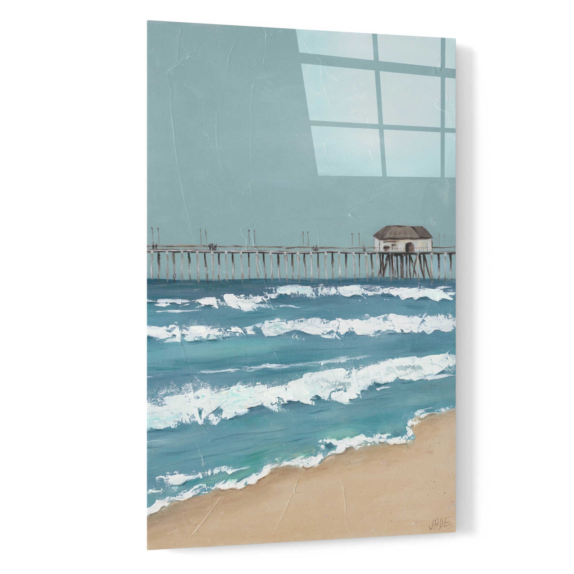 Epic Art 'Fishing Pier Diptych II' by Jade Reynolds, Acrylic Glass Wall Art,16x24