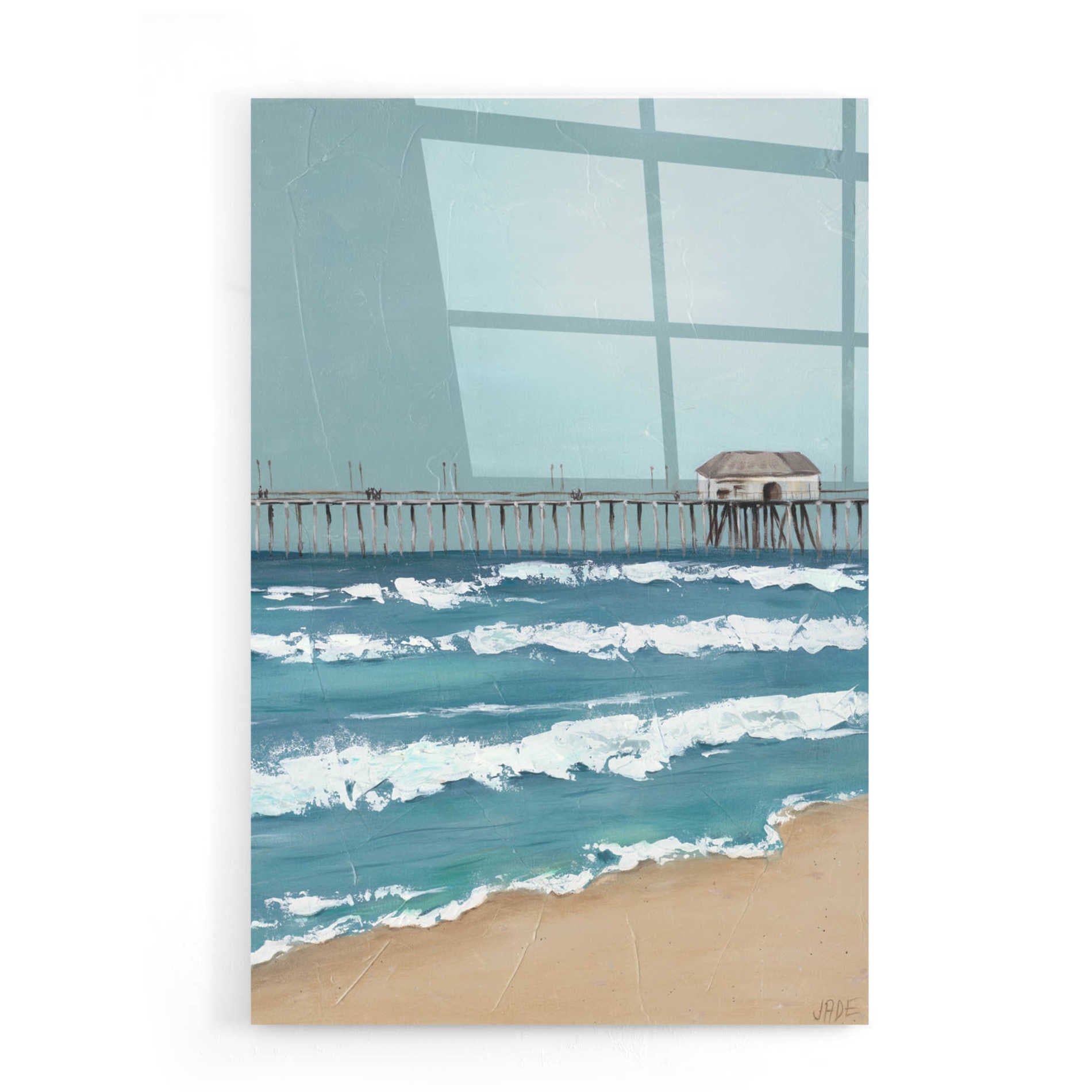 Epic Art 'Fishing Pier Diptych II' by Jade Reynolds, Acrylic Glass Wall Art,16x24