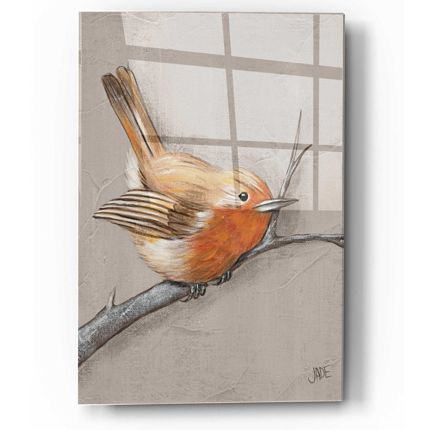 Epic Art 'Winter Bird II' by Jade Reynolds, Acrylic Glass Wall Art,12x16