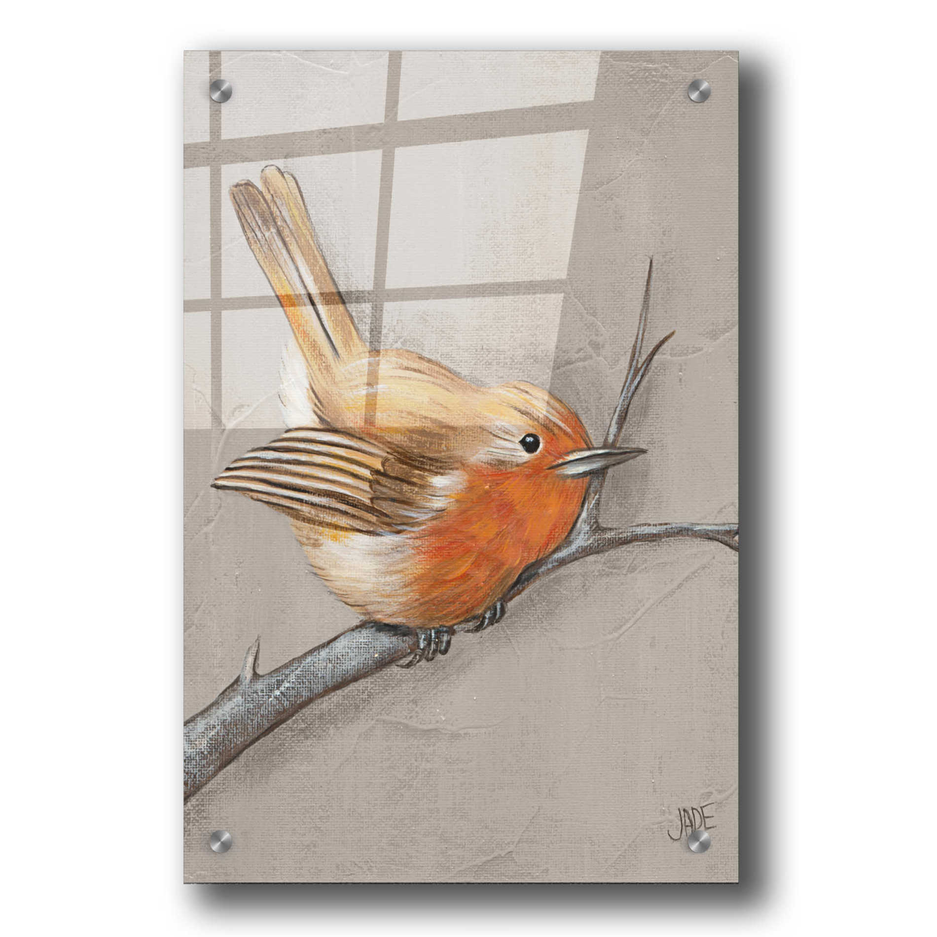 Epic Art 'Winter Bird II' by Jade Reynolds, Acrylic Glass Wall Art,24x36