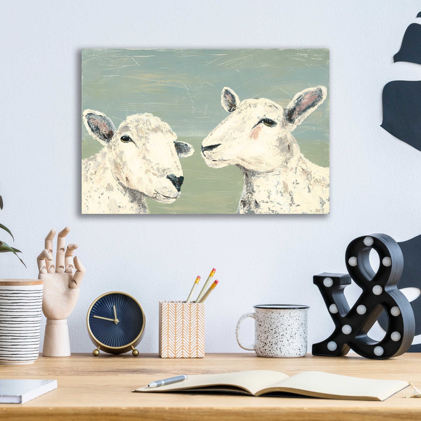 Epic Art 'Bashful Sheep I' by Jade Reynolds, Acrylic Glass Wall Art,16x12
