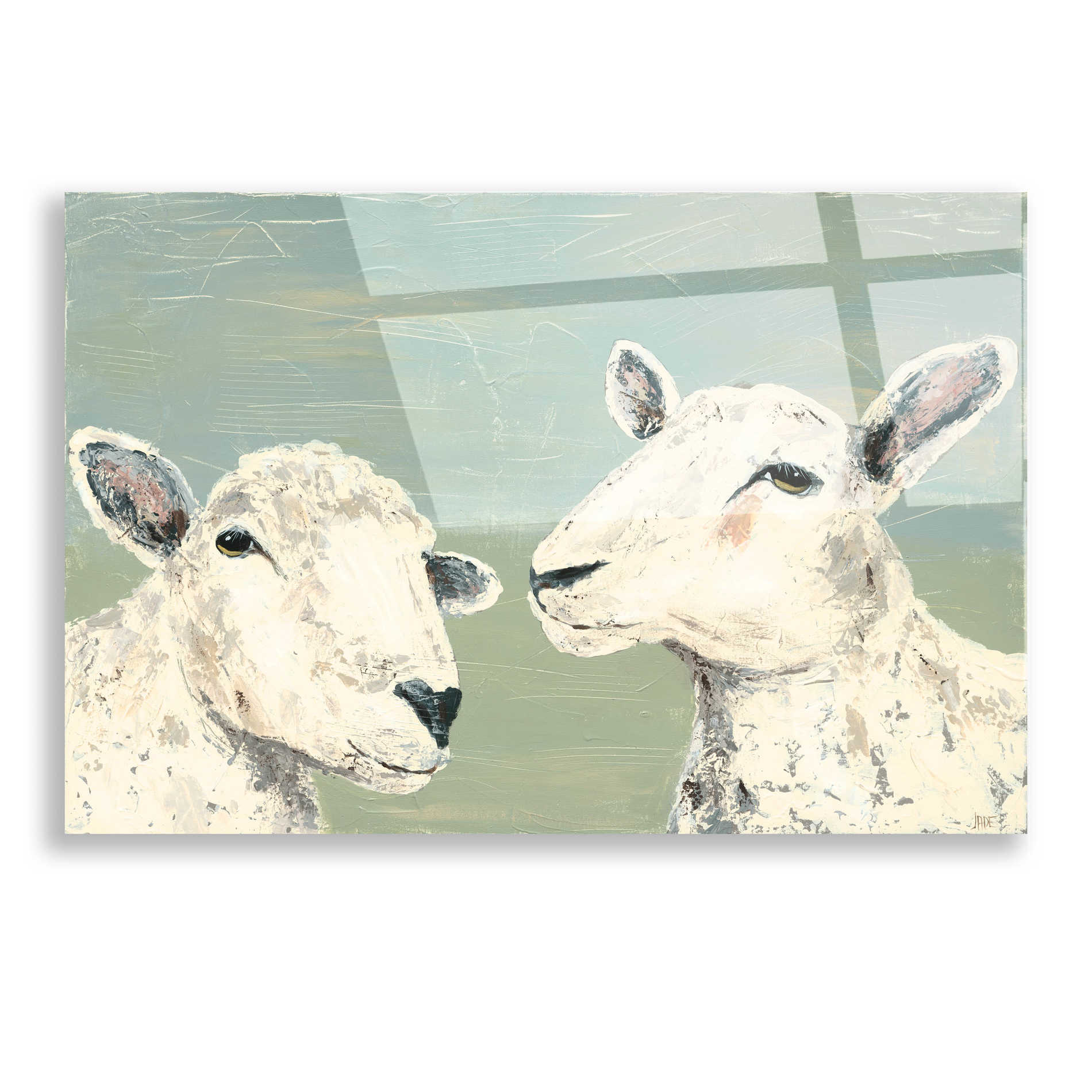 Epic Art 'Bashful Sheep I' by Jade Reynolds, Acrylic Glass Wall Art