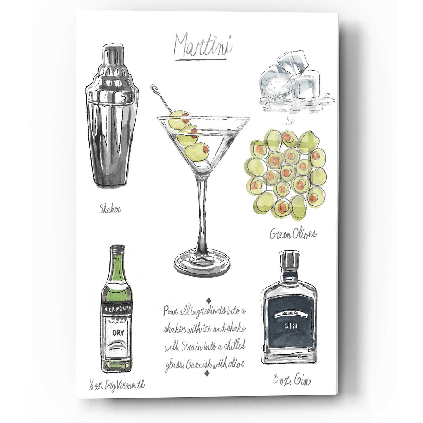 Epic Art 'Classic Cocktail-Martini' by Naomi McCavitt, Acrylic Glass Wall Art,12x16