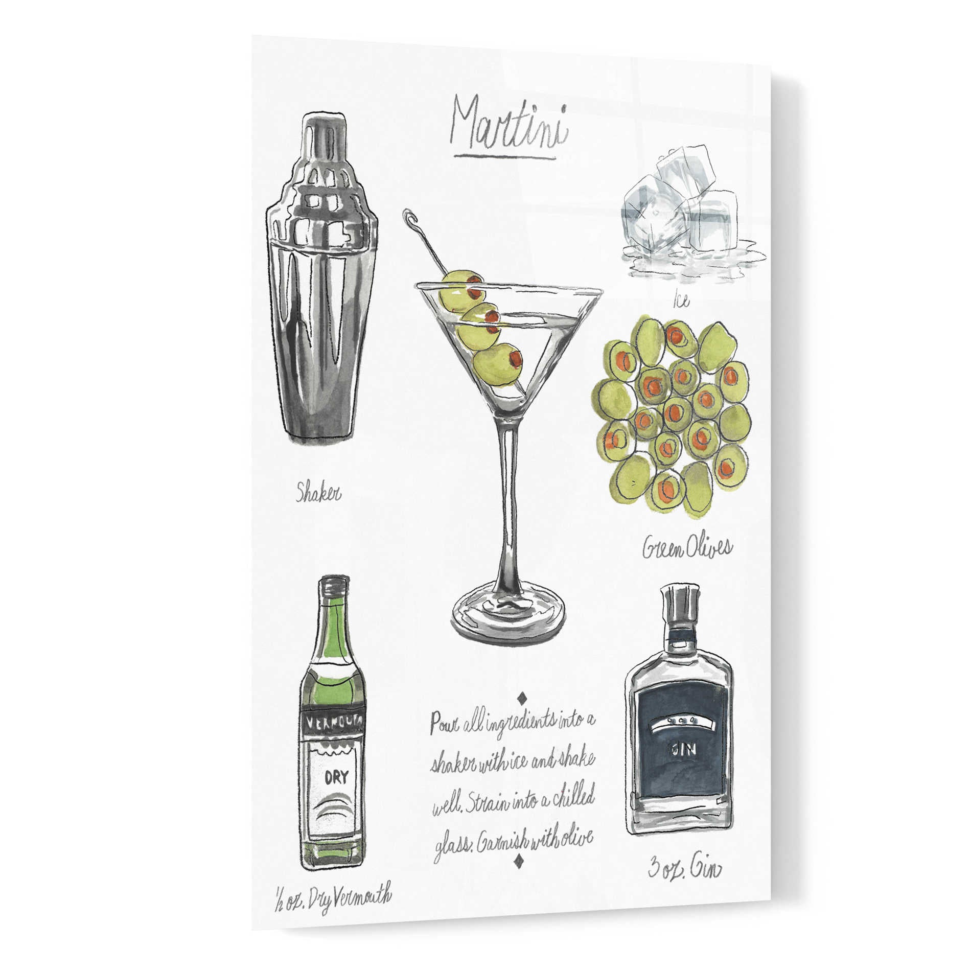 Epic Art 'Classic Cocktail-Martini' by Naomi McCavitt, Acrylic Glass Wall Art,16x24