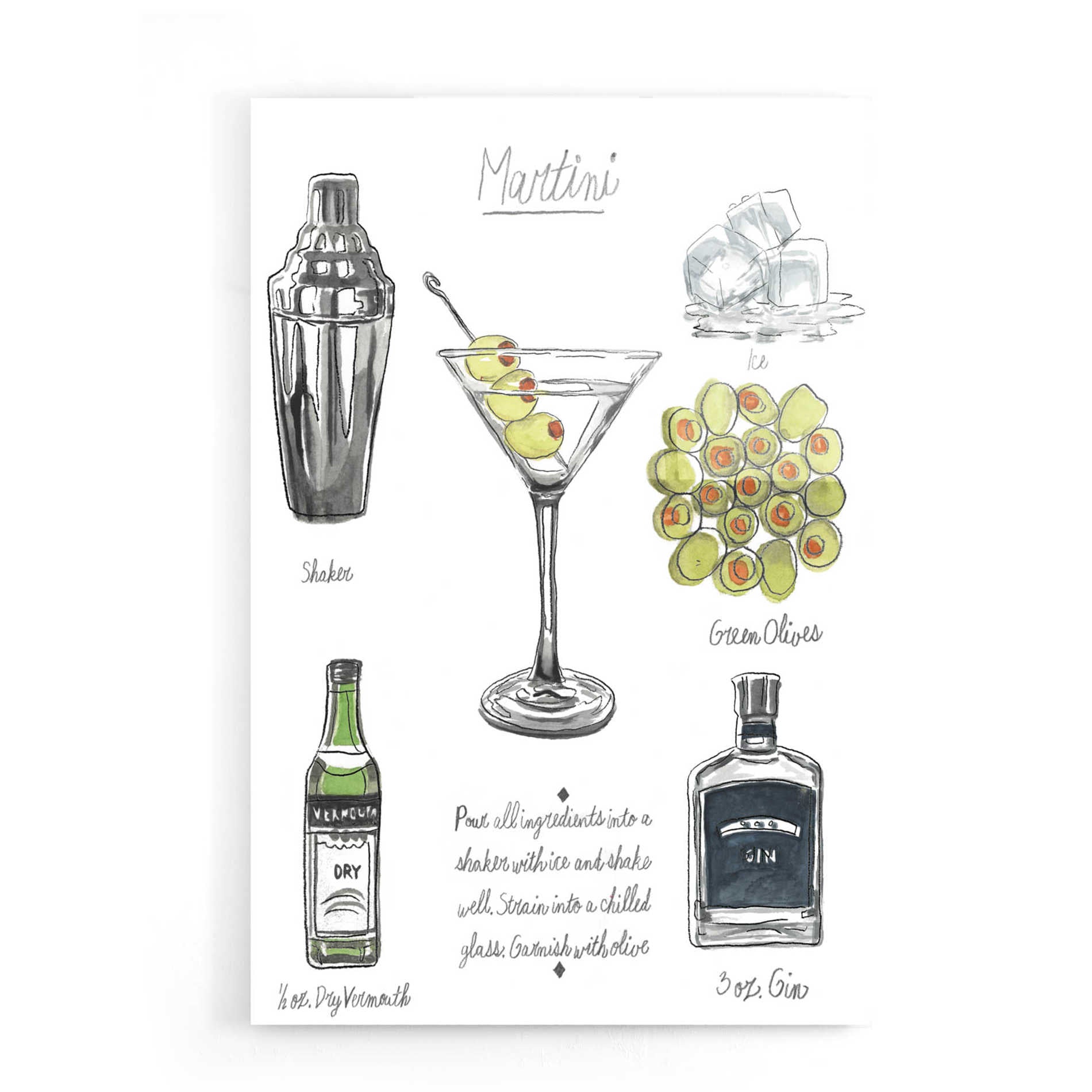 Epic Art 'Classic Cocktail-Martini' by Naomi McCavitt, Acrylic Glass Wall Art,16x24