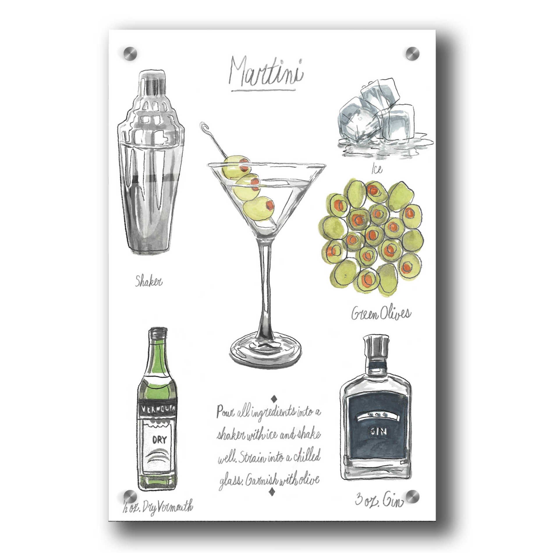 Epic Art 'Classic Cocktail-Martini' by Naomi McCavitt, Acrylic Glass Wall Art,24x36
