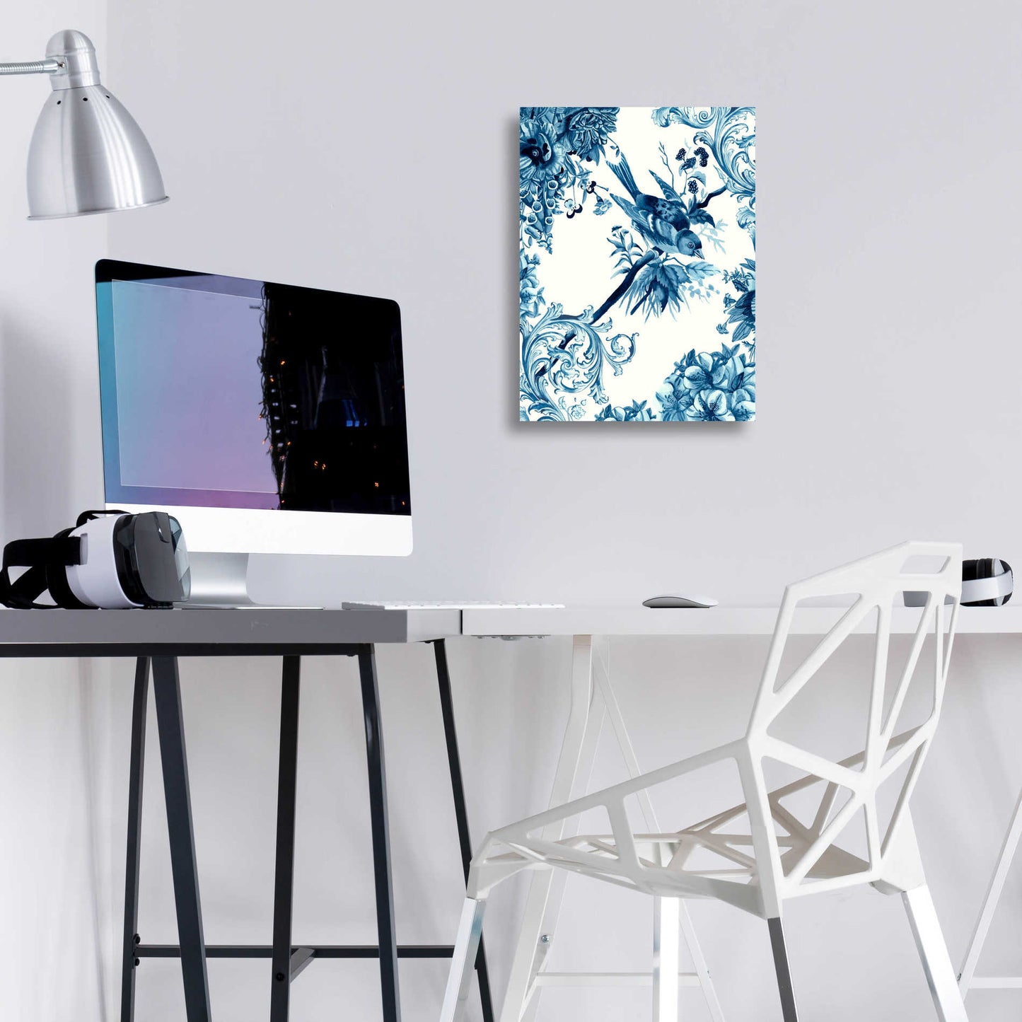 Epic Art 'Bird and Branch in Indigo II' by Naomi McCavitt, Acrylic Glass Wall Art,12x16