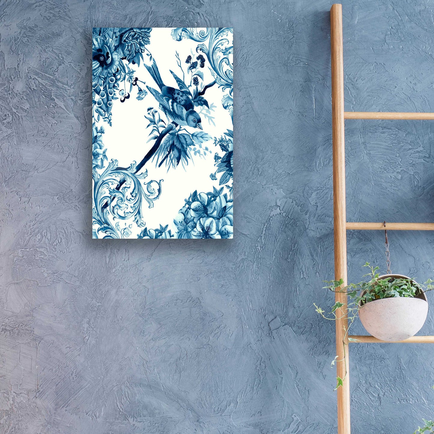 Epic Art 'Bird and Branch in Indigo II' by Naomi McCavitt, Acrylic Glass Wall Art,16x24