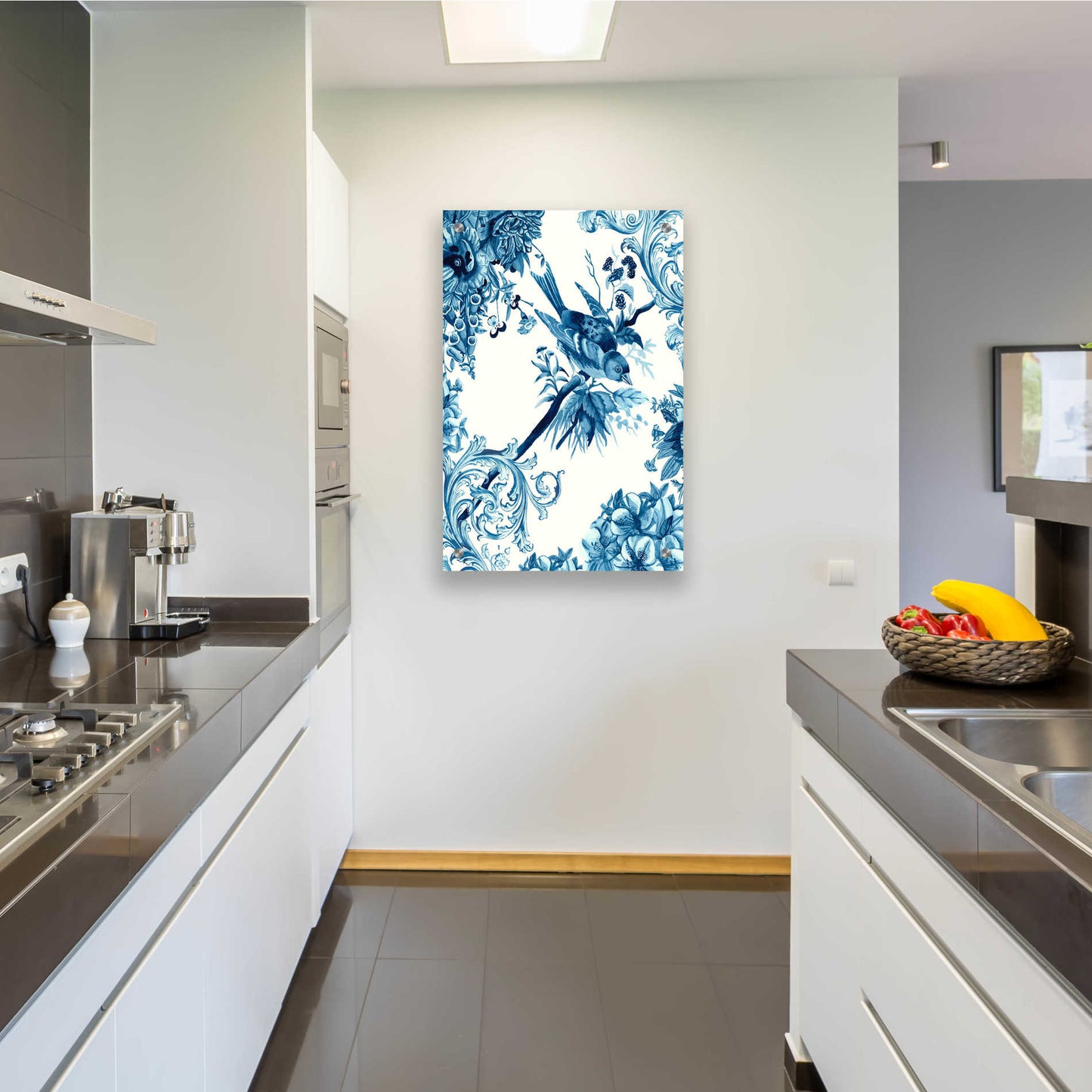 Epic Art 'Bird and Branch in Indigo II' by Naomi McCavitt, Acrylic Glass Wall Art,24x36