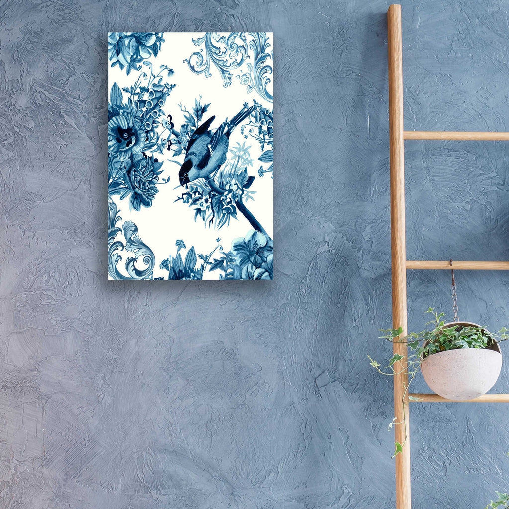 Epic Art 'Bird and Branch in Indigo I' by Naomi McCavitt, Acrylic Glass Wall Art,16x24