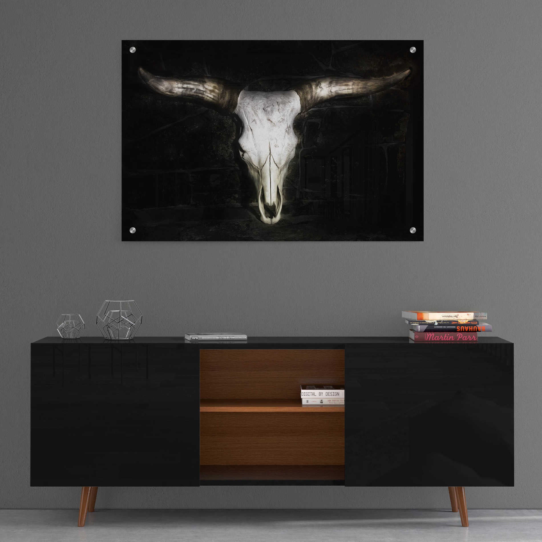 Epic Art 'Cow Skull' by PH Burchett, Acrylic Glass Wall Art,36x24
