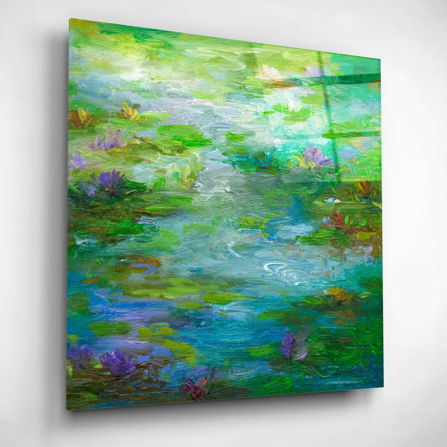 Epic Art 'Water Lily Pond #1' by Sheila Finch, Acrylic Glass Wall Art,12x12