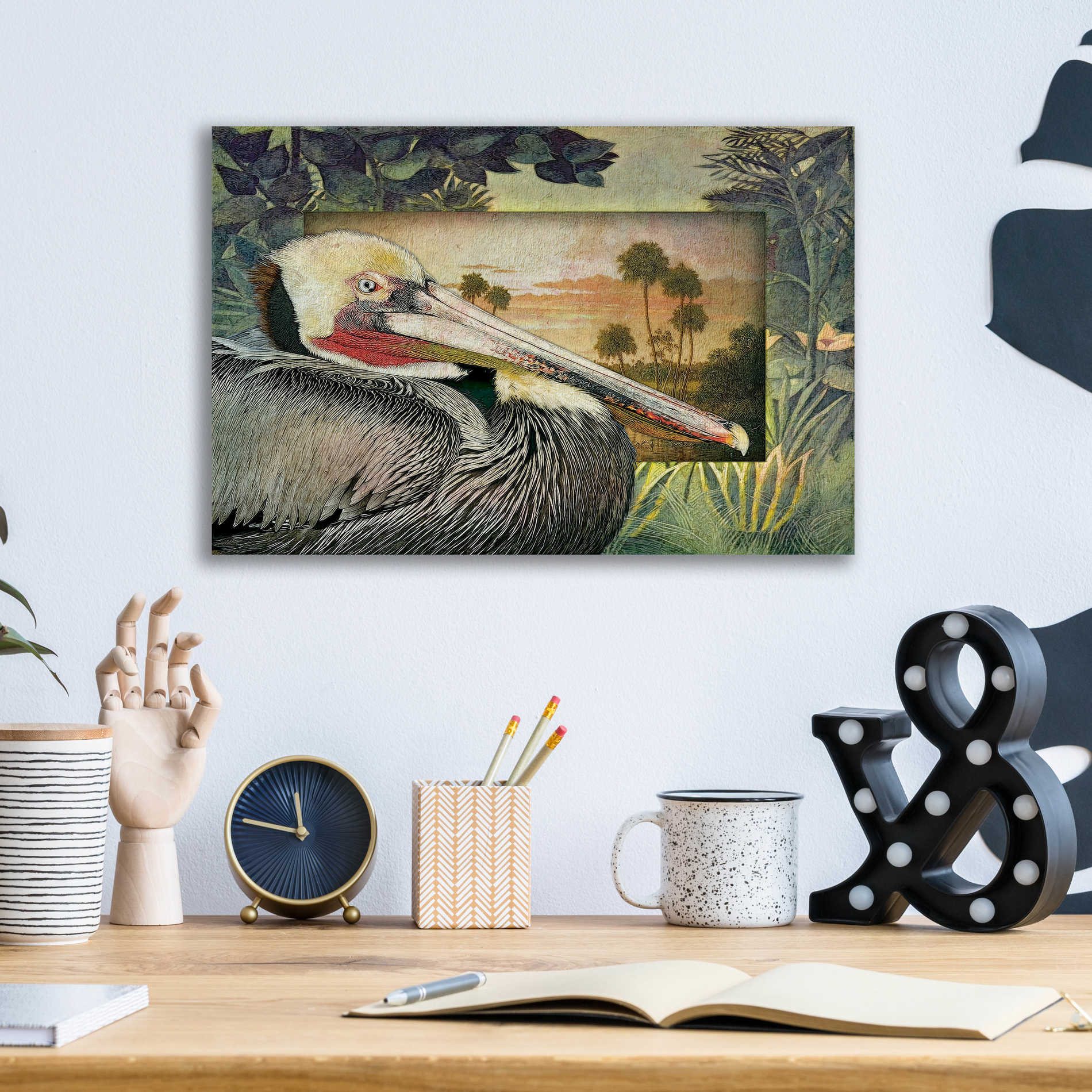 Epic Art 'Pelican Paradise I' by Steve Hunziker, Acrylic Glass Wall Art,16x12