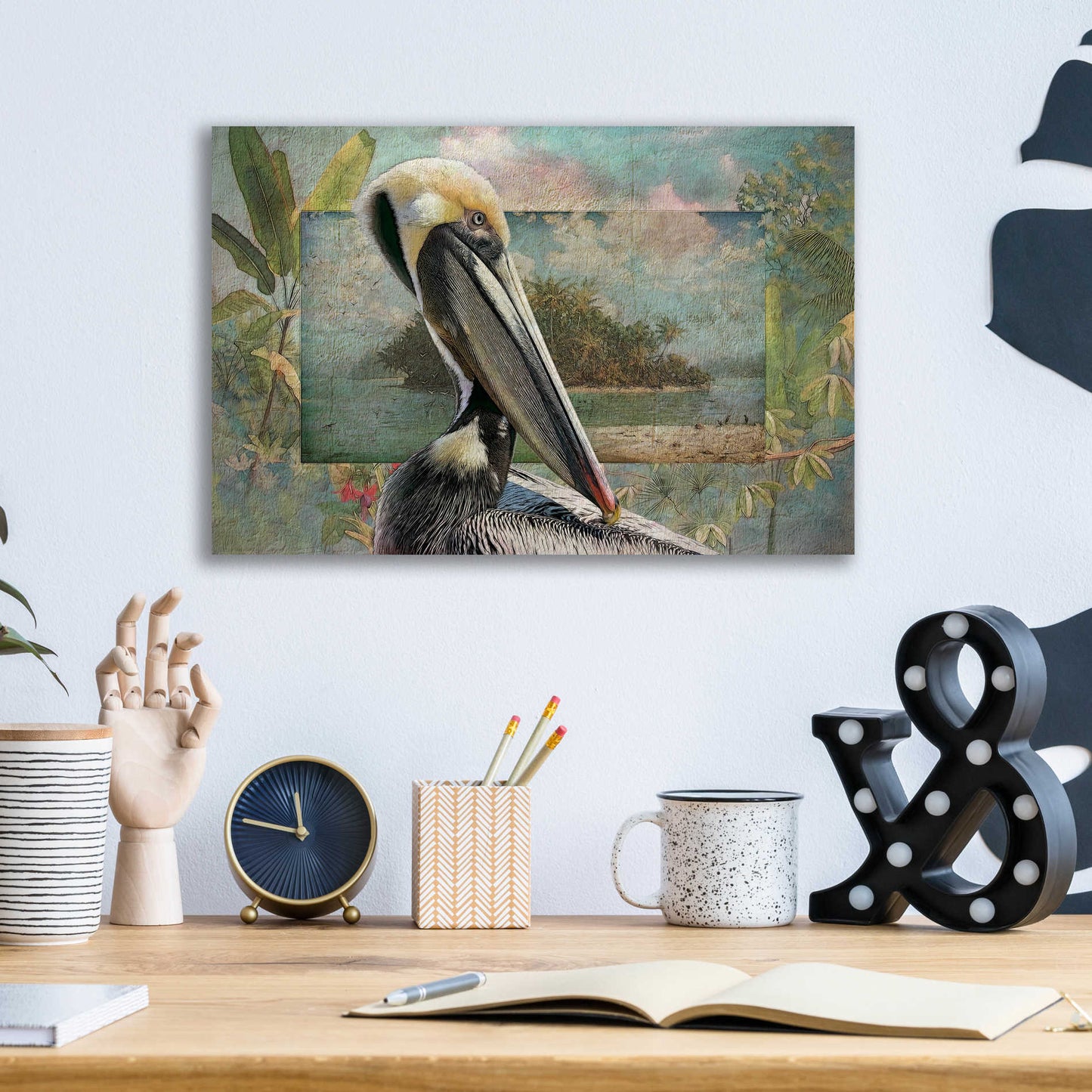 Epic Art 'Pelican Paradise II' by Steve Hunziker, Acrylic Glass Wall Art,16x12